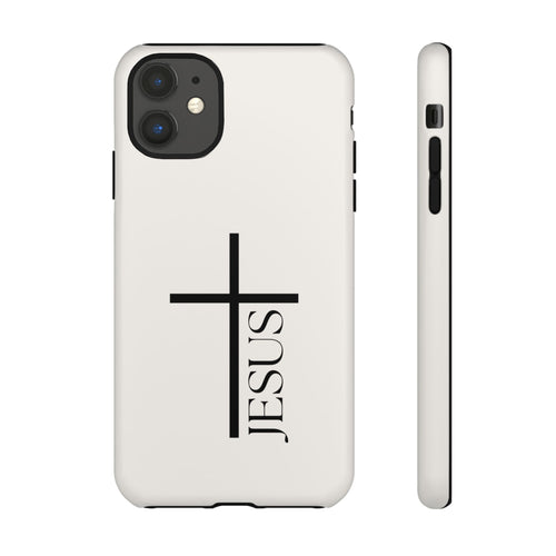 Christian Cross Phone Case - JESUS Vertical Minimalist iPhone Cover