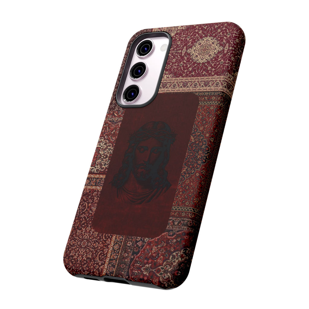 Religious Vintage Rug Phone Case — Jesus Portrait Tough Case