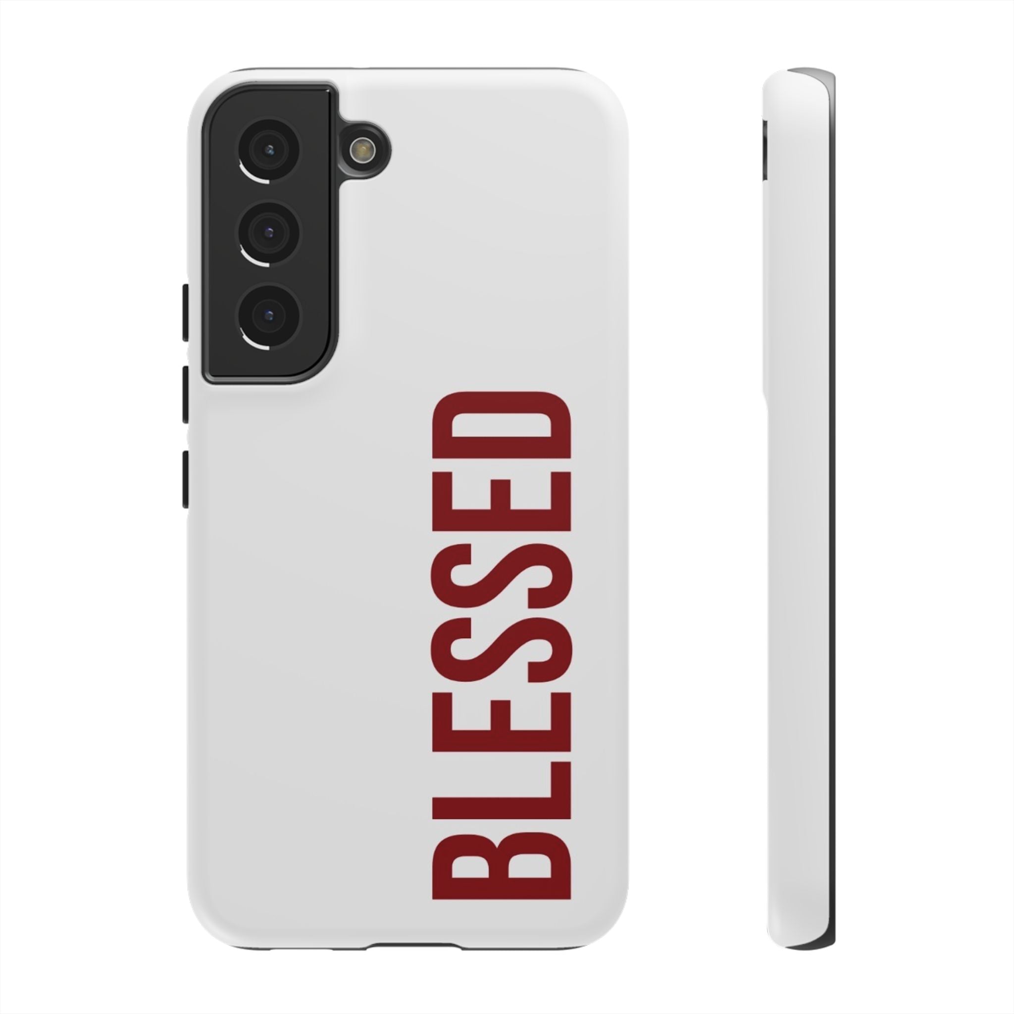 Blessed Vertical Phone Case — Protective Slim iPhone Cover with Red 'BLESSED' Text