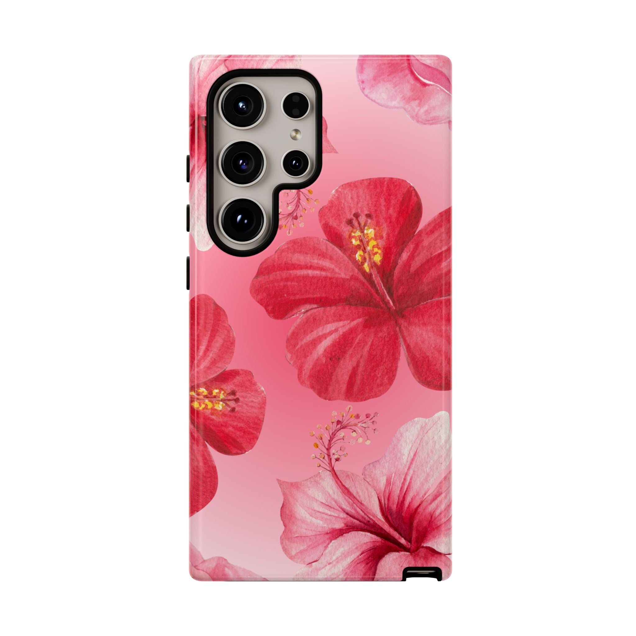 Hibiscus Pink Tough Phone Case — Floral Tropical Protective Cover