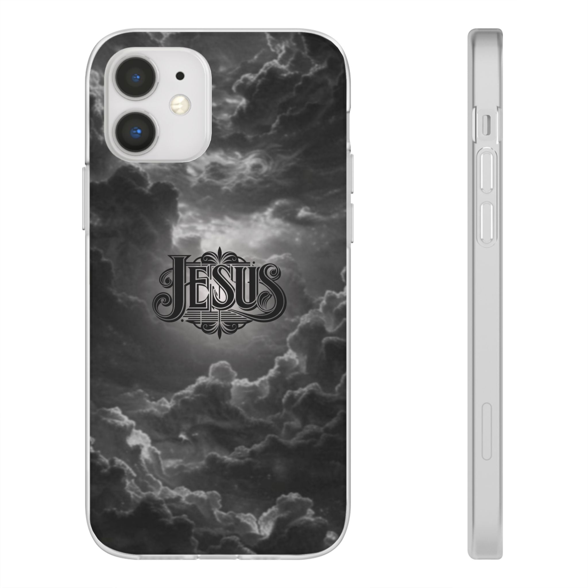 Jesus Cloud Phone Case — Faith-Inspired Flexi Case with 'Jesus' Script