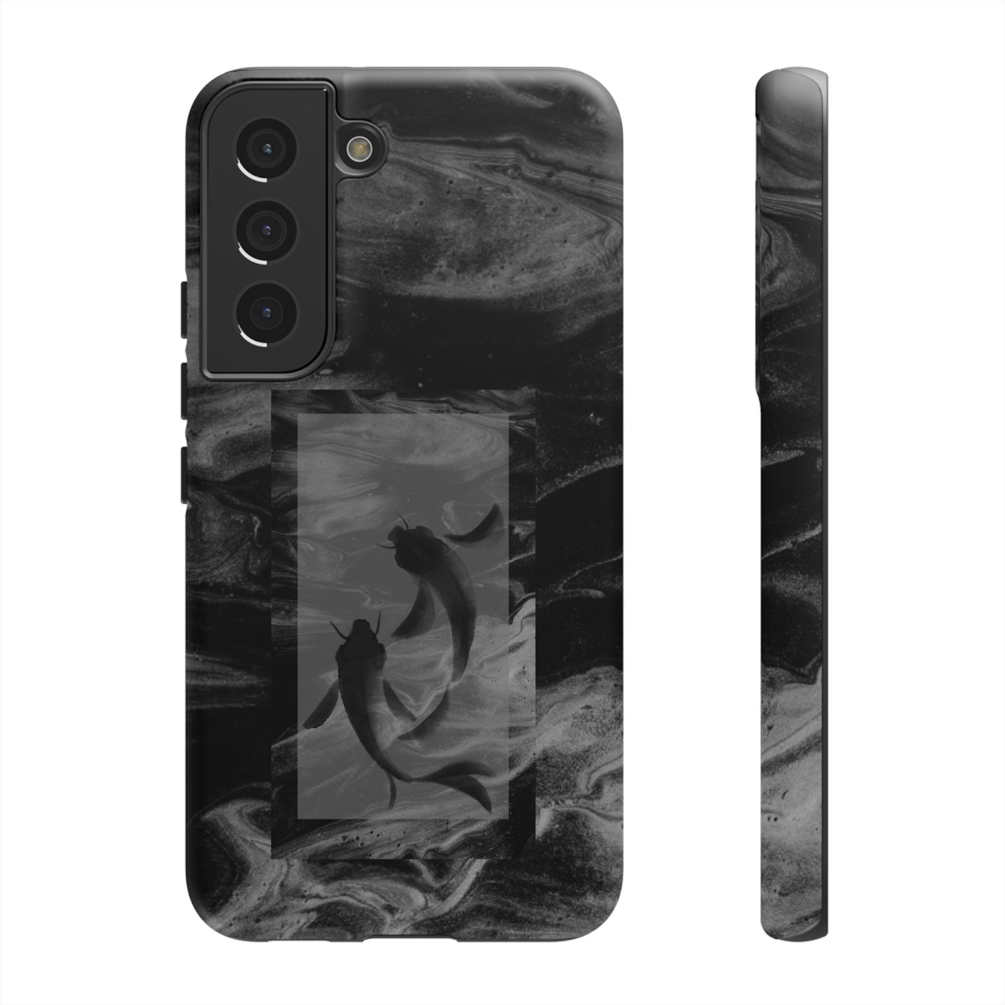 Koi Yin-Yang Marble Phone Case – Black Smoky Art Protection