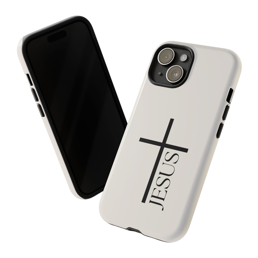 Christian Cross Phone Case - JESUS Vertical Minimalist iPhone Cover