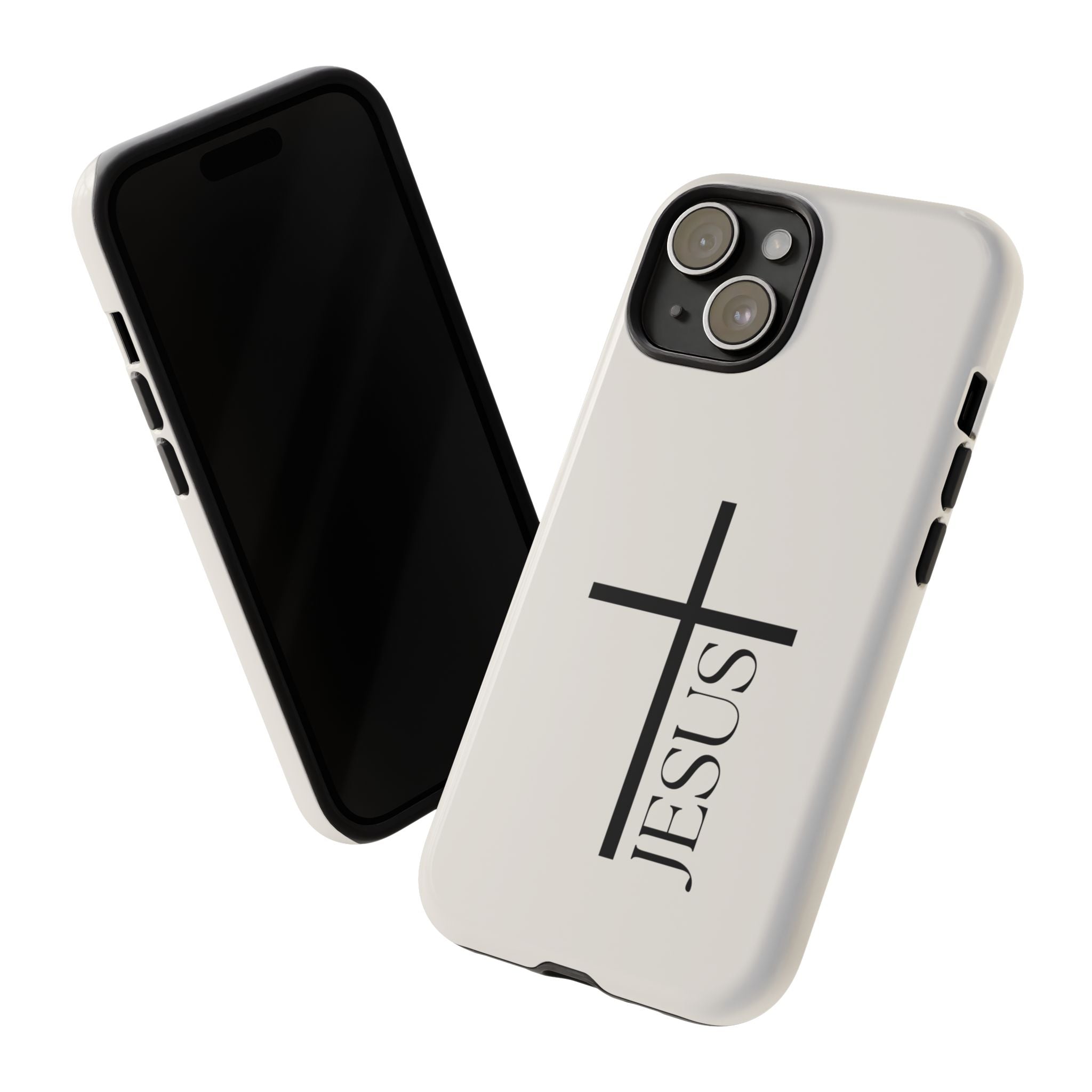 Christian Cross Phone Case - JESUS Vertical Minimalist iPhone Cover