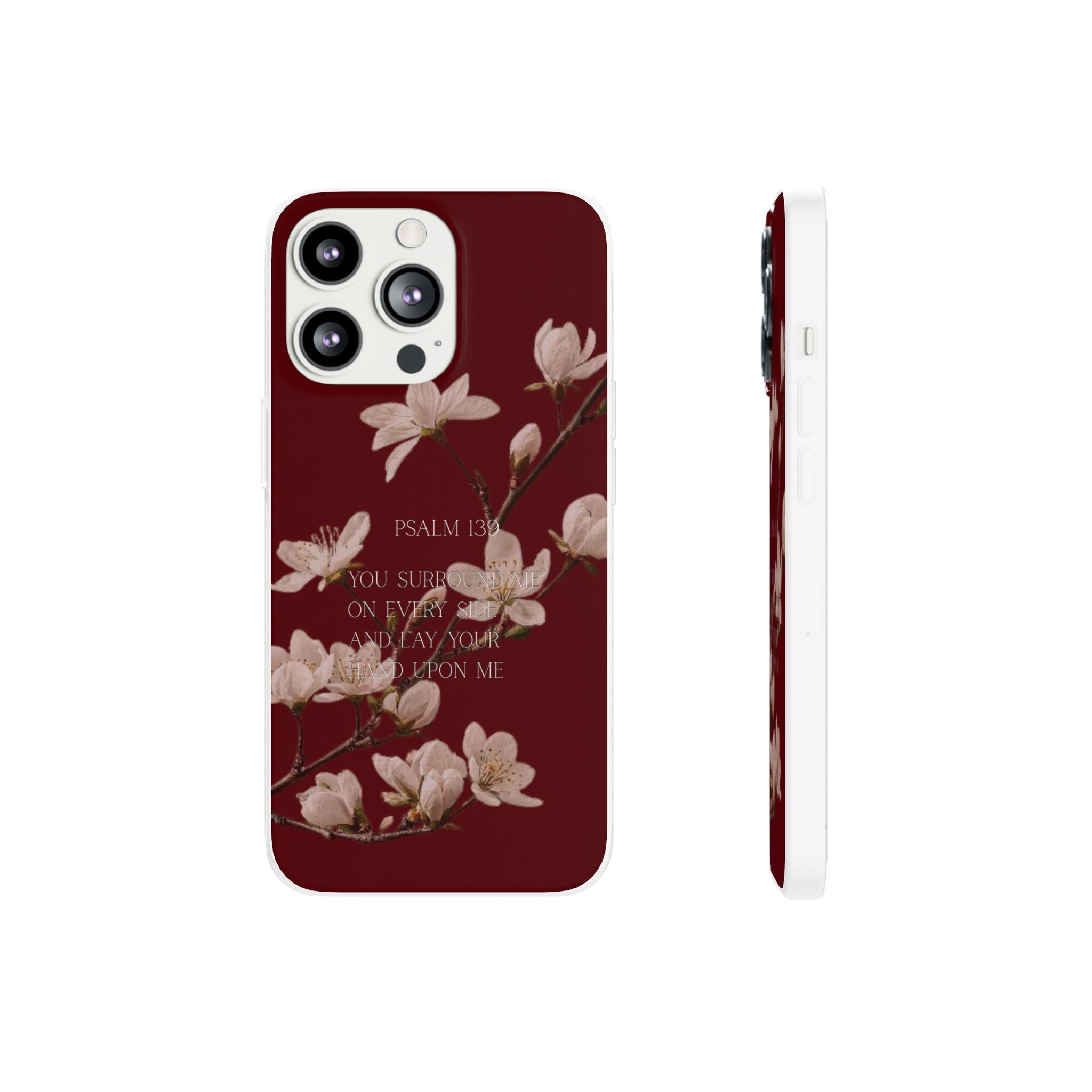 Floral Psalm Phone Case — Psalm 139 Scripture Cherry Blossom iPhone Cover