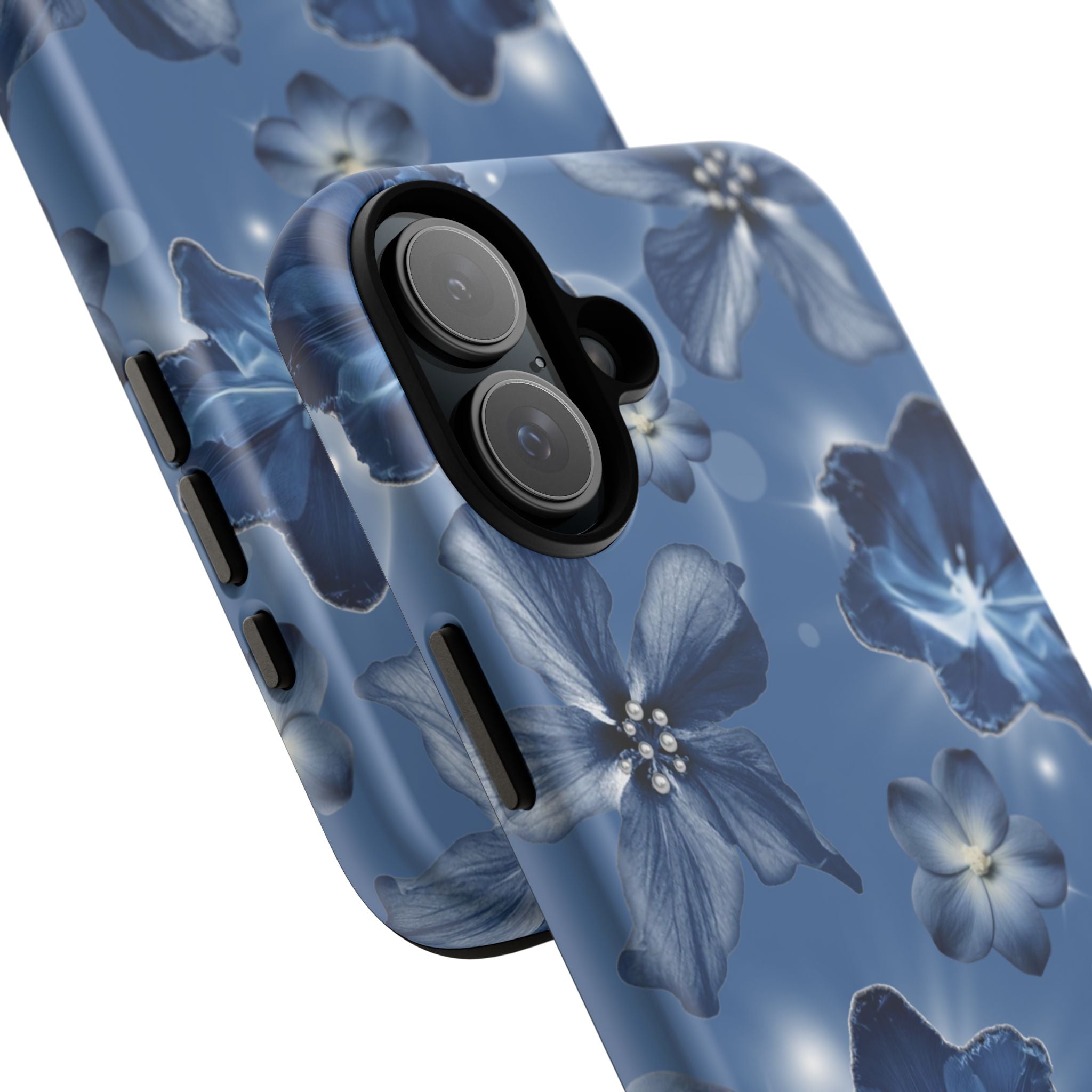 Blue Floral Tough Phone Case — Protective Blossom Design