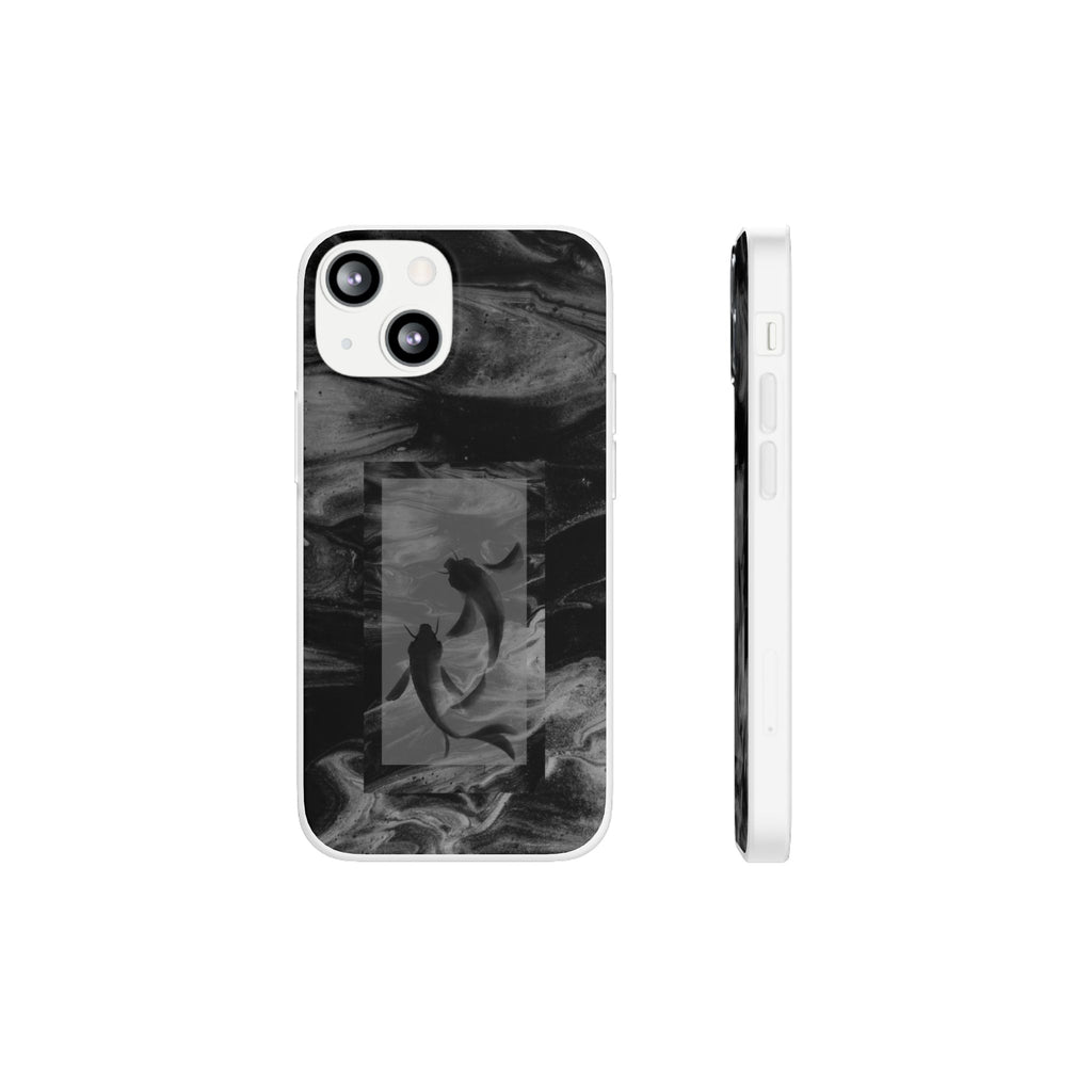 Black Koi Phone Case — Minimalist Monochrome Fish Design