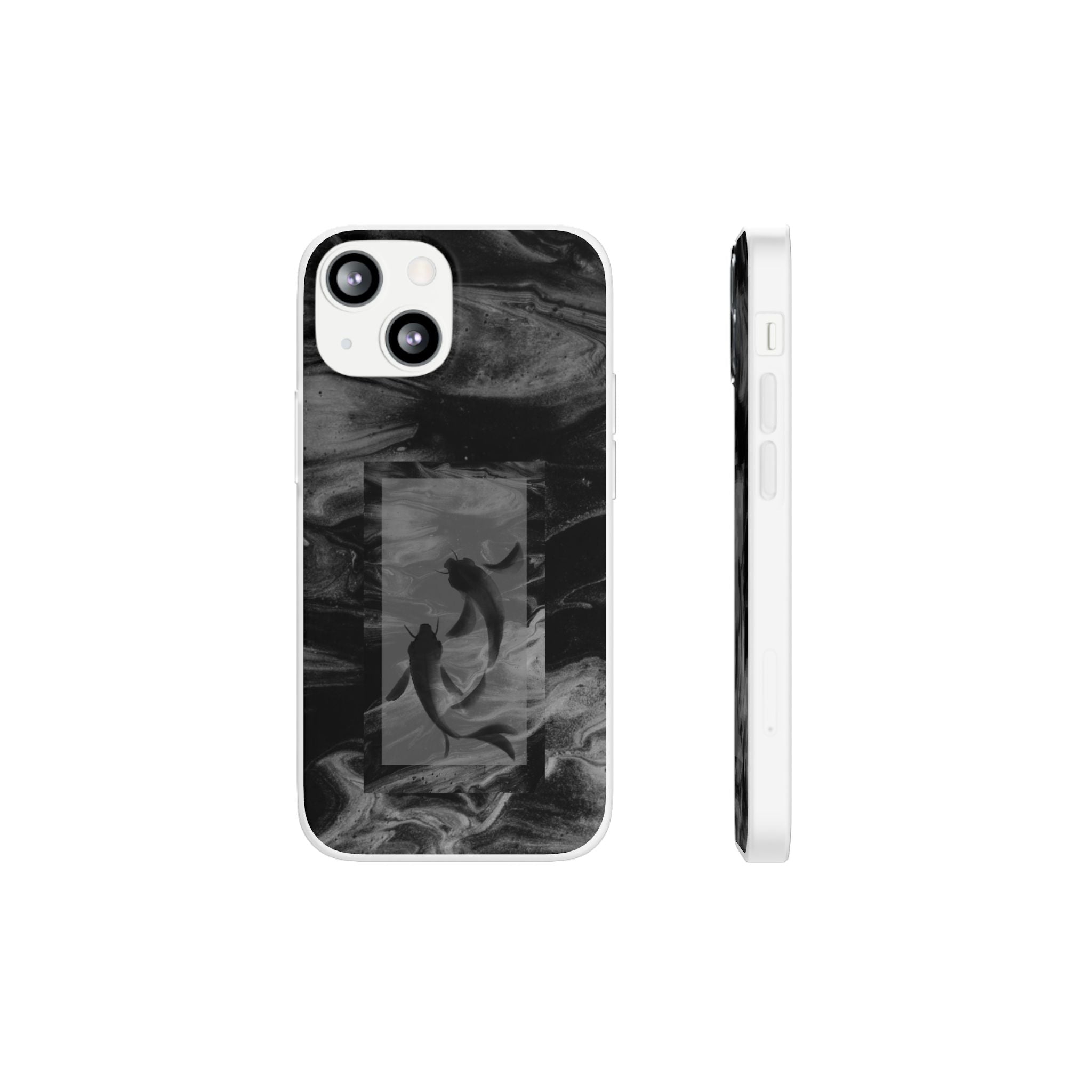Black Koi Phone Case — Minimalist Monochrome Fish Design