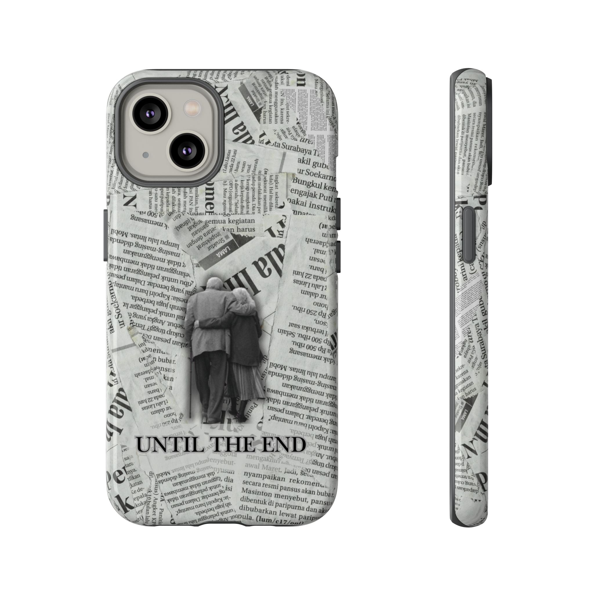 Until the End Newspaper Collage Phone Case