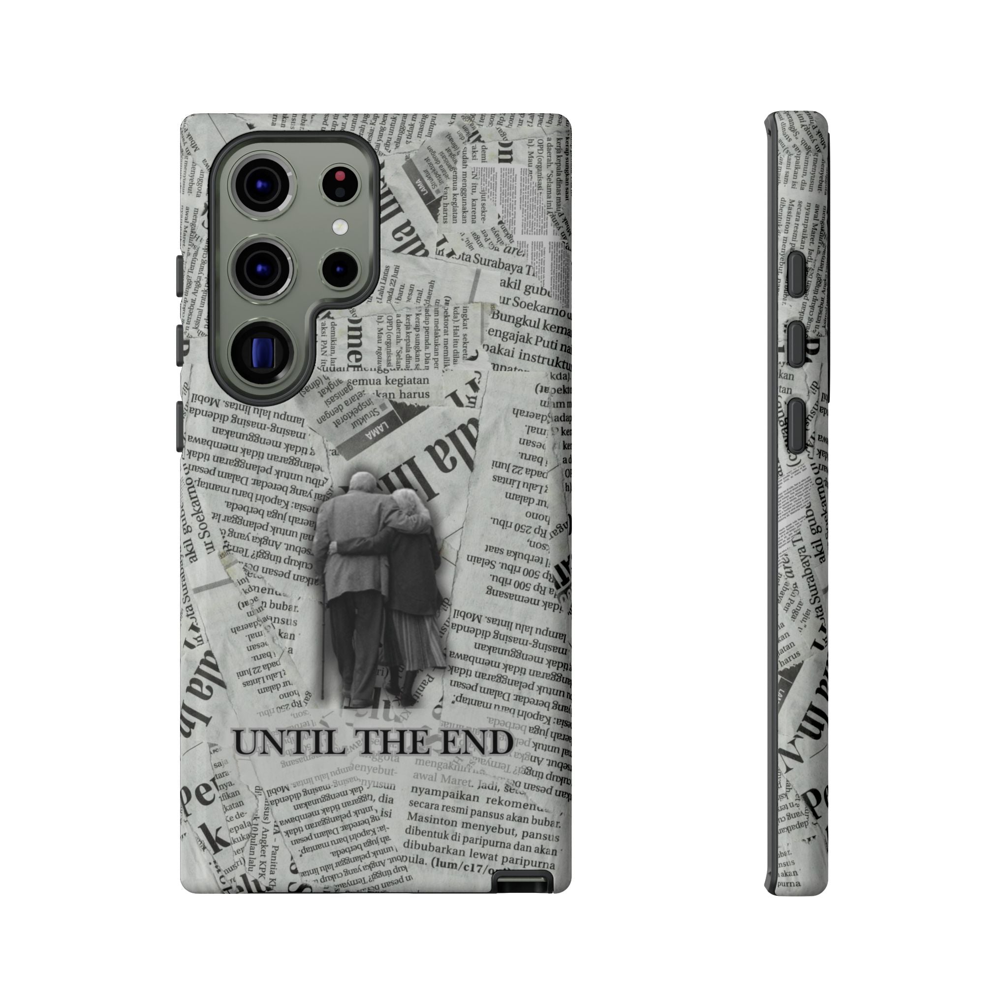 Until the End Newspaper Collage Phone Case