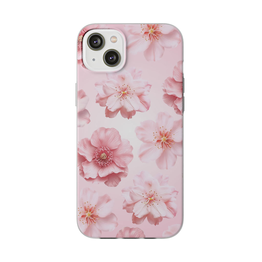 Pink Cherry Blossom Phone Case — Floral Slim Flexi Case for iPhone