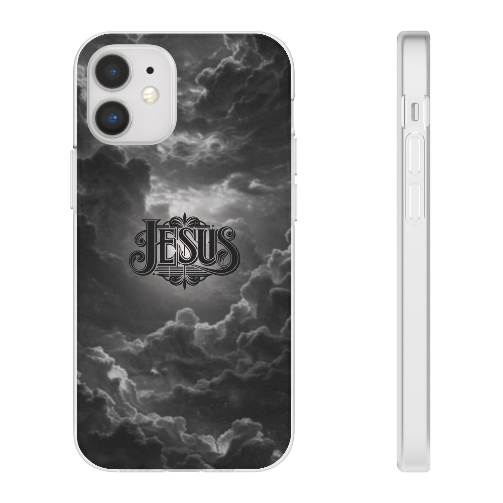 Jesus Cloud Phone Case — Faith-Inspired Flexi Case with 'Jesus' Script