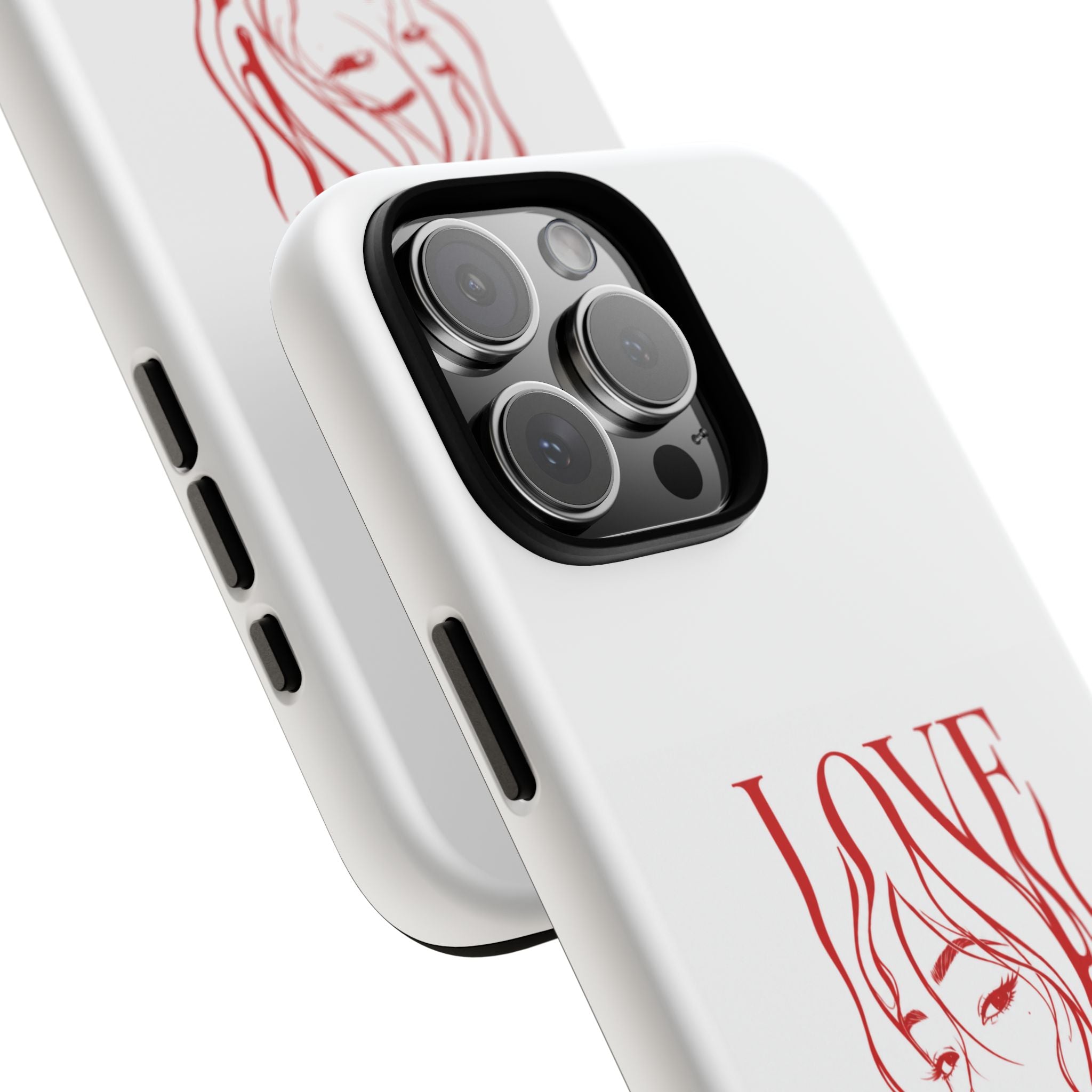 Red Line Art 'Love' Face Design - Tough Case