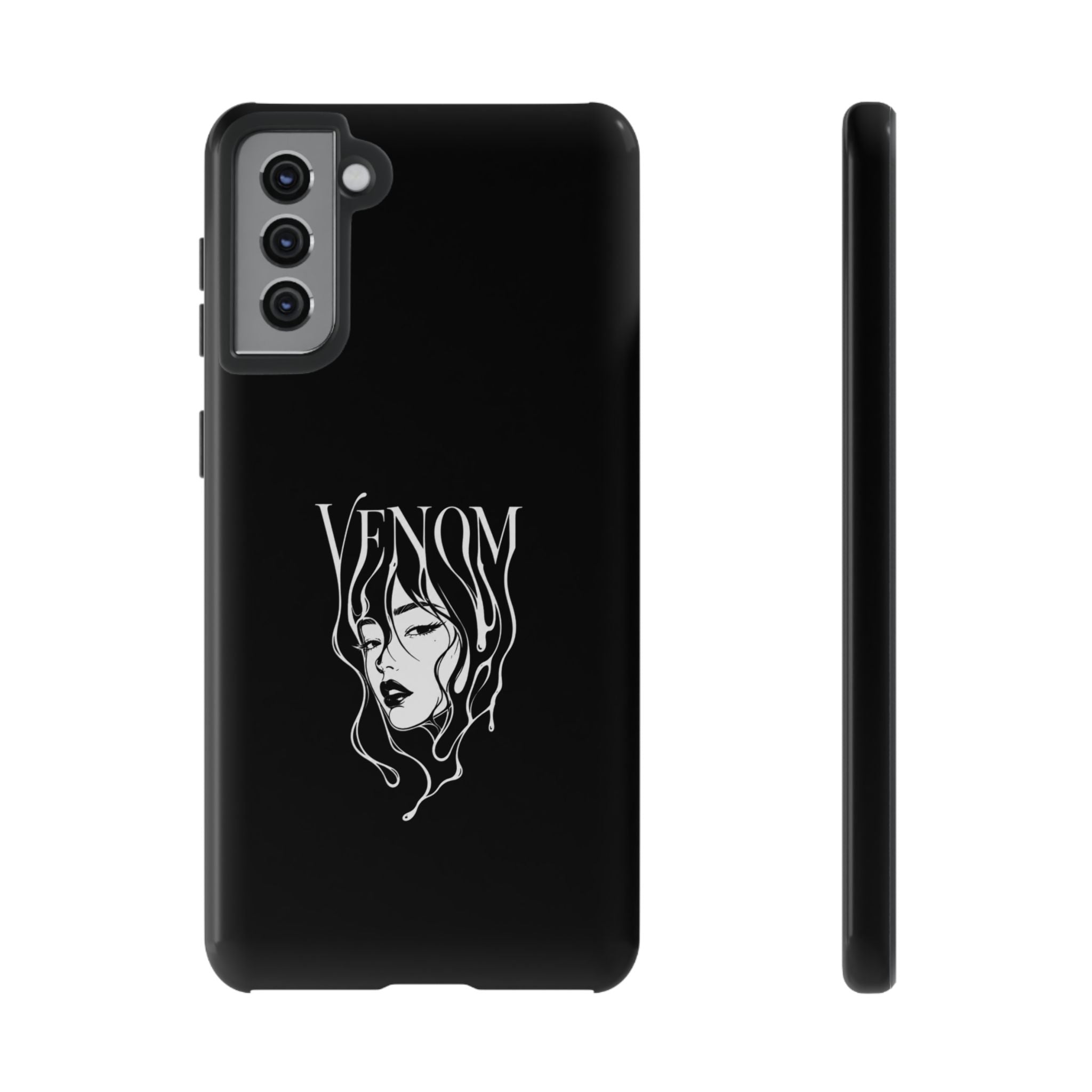 Venom Goth Phone Case — Black Protective Tough Case with Dark Femme Artwork