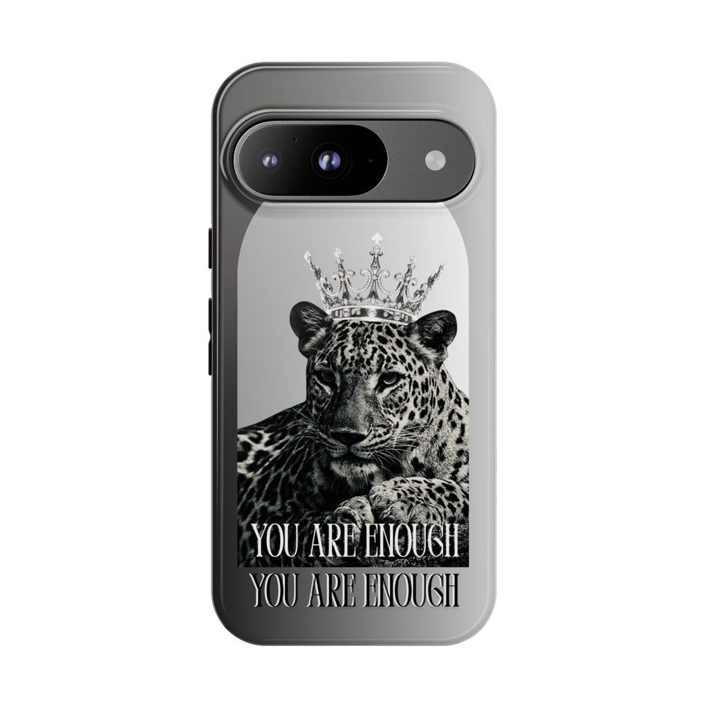 Leopard Crown Phone Case — "You Are Enough" Inspirational Protective Cover