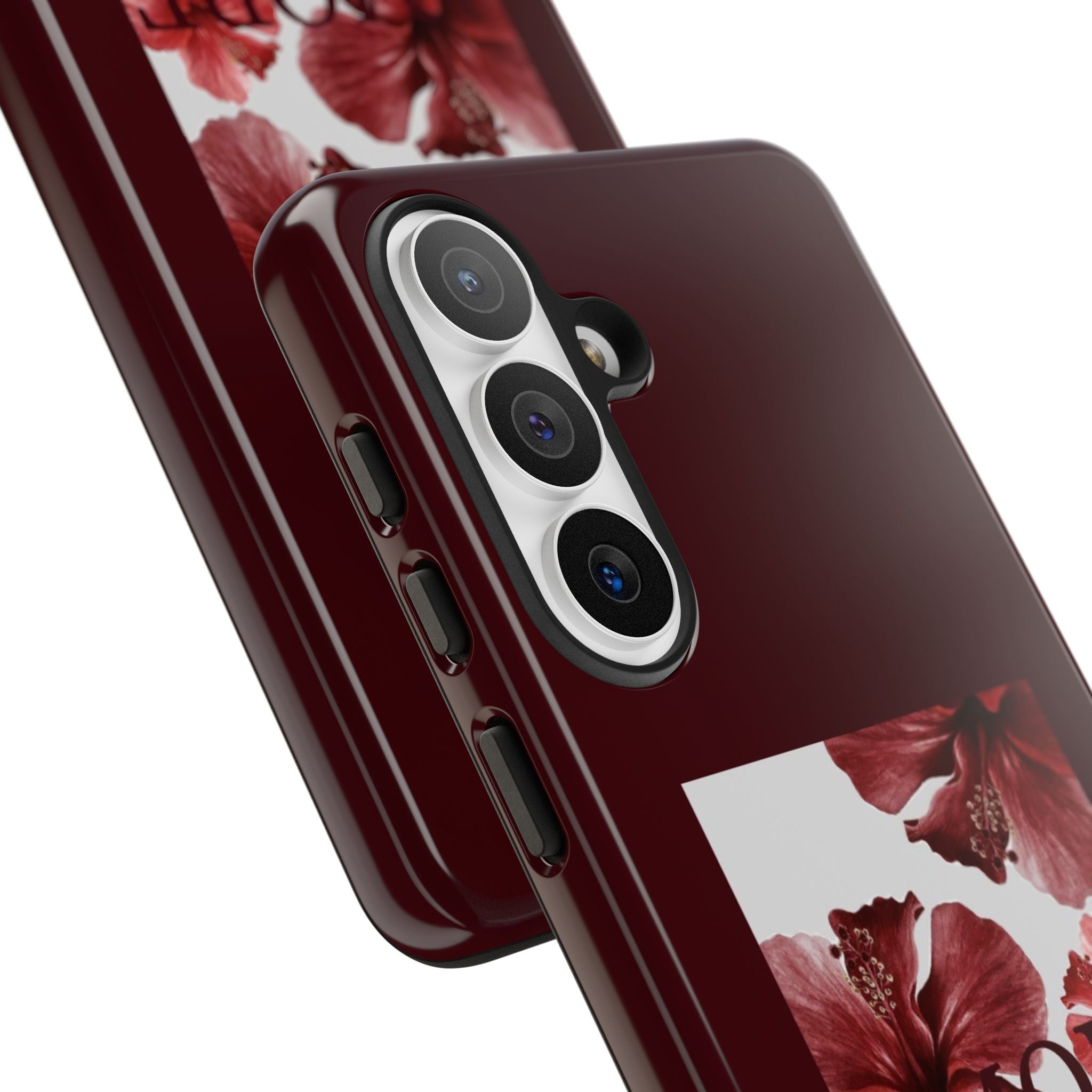 Amore Floral Phone Case — Burgundy Tough Protective Cover