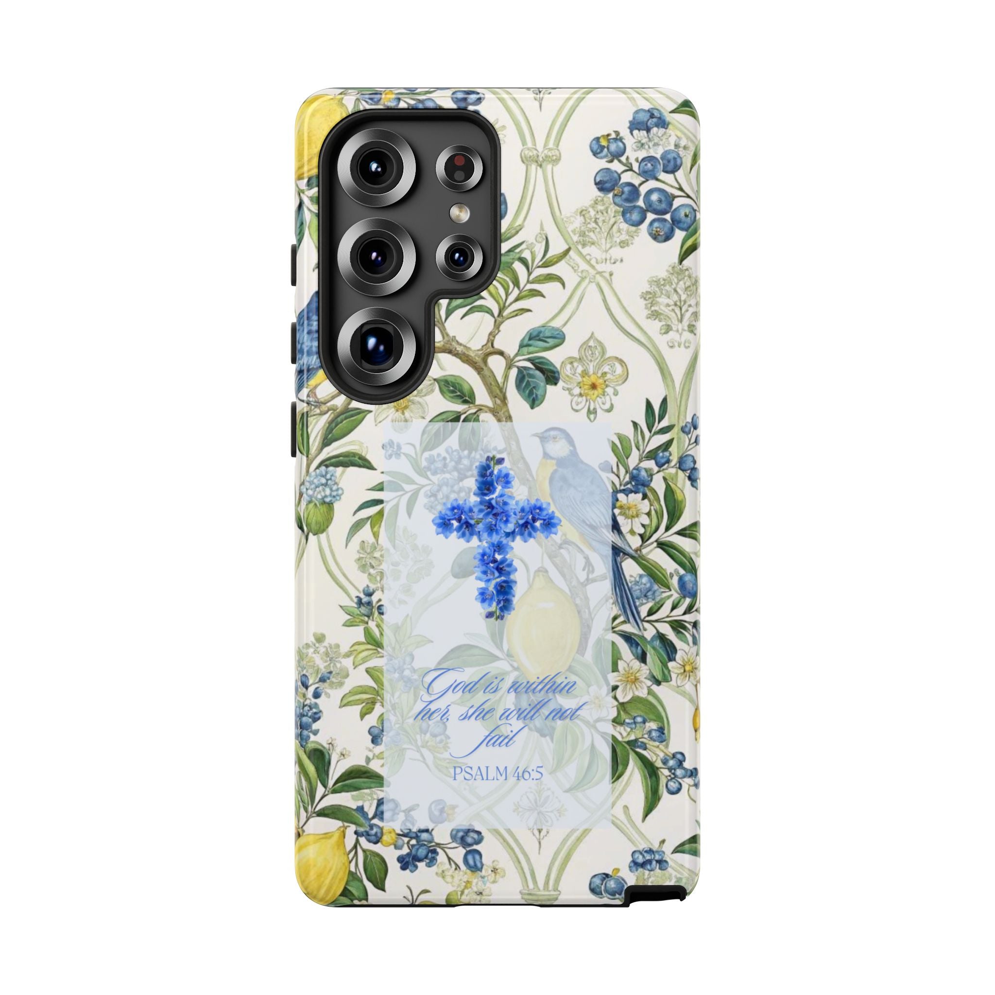 Floral Cross Tough Phone Case — Psalms Blessing Protective Cover