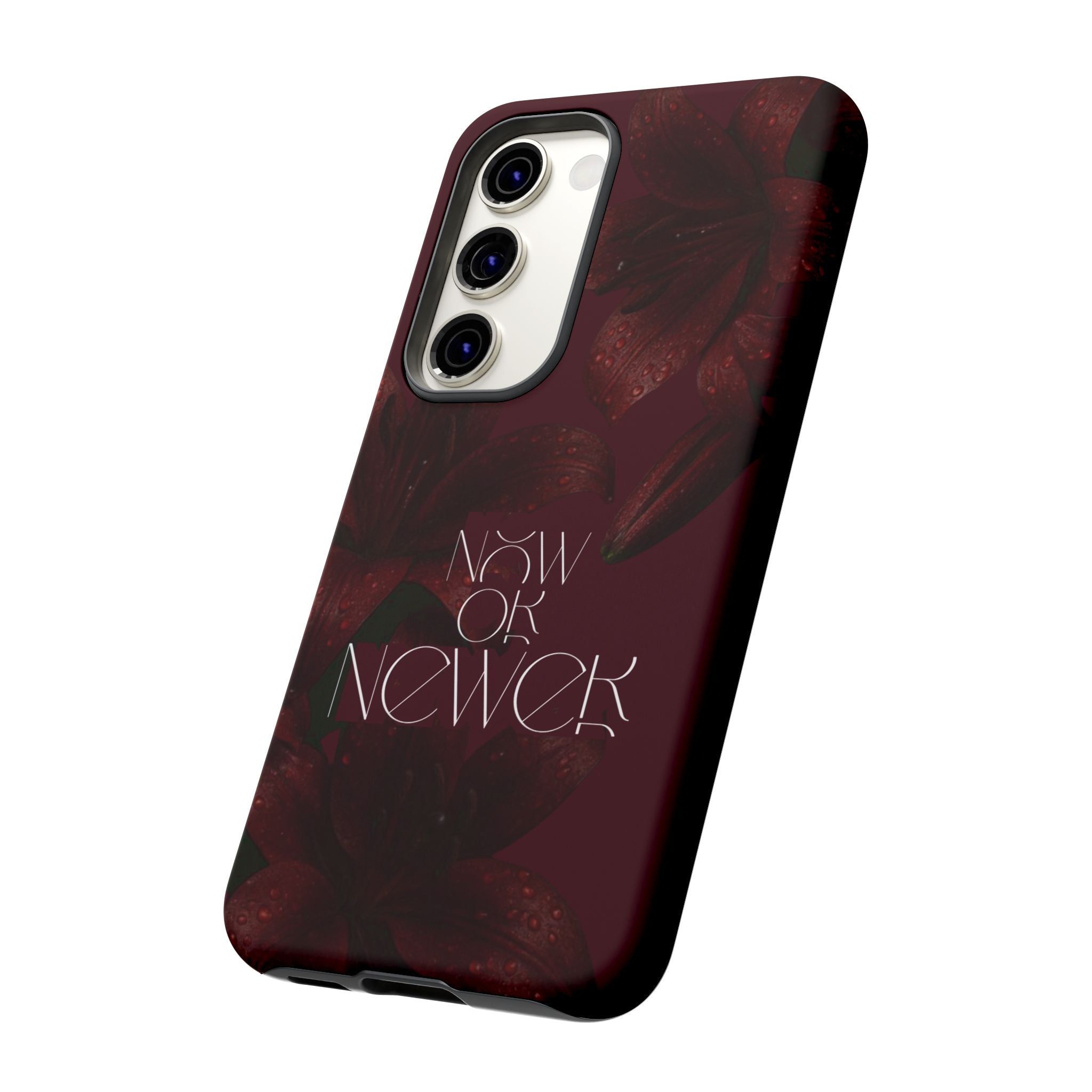 Tough Cases – Burgundy Floral “Now or Never” Protective Phone Case