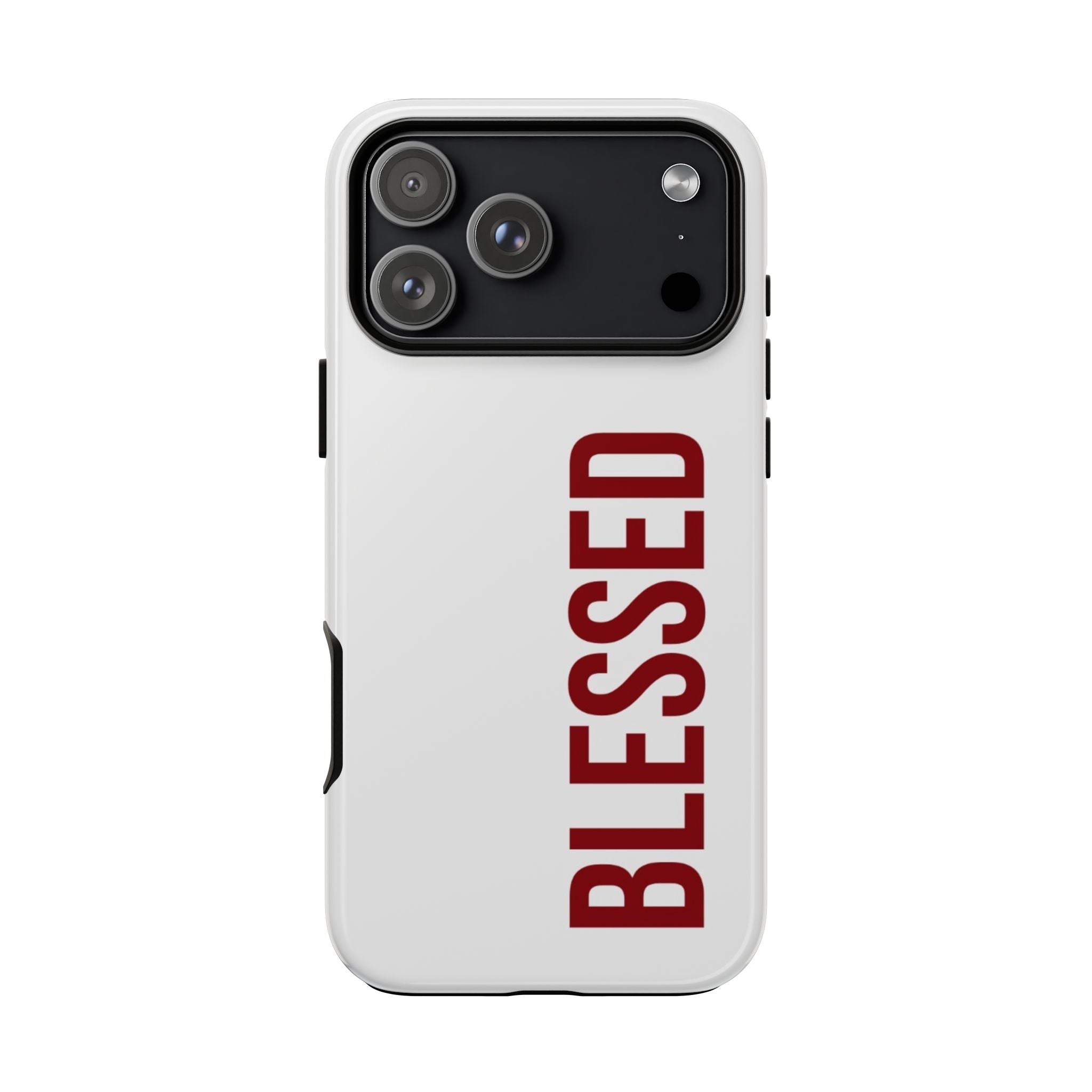 Blessed Vertical Phone Case — Protective Slim iPhone Cover with Red 'BLESSED' Text