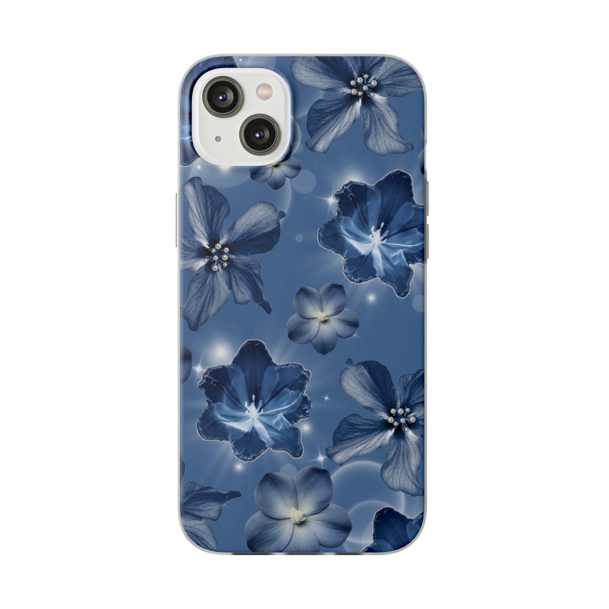 Blue Floral Phone Case — Soft Blue Blossoms Pattern for iPhone