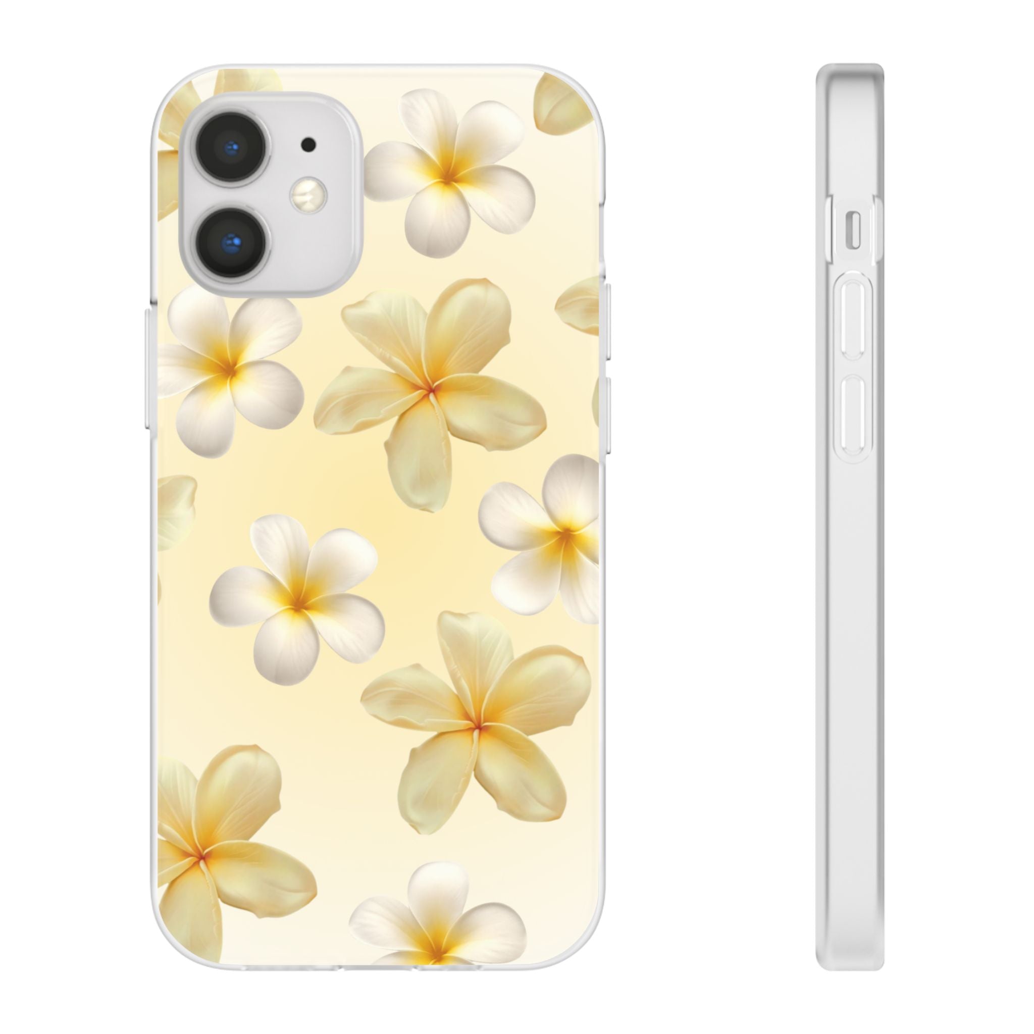 Plumeria Floral Flexi Phone Case — Tropical Yellow Flower Protective Cover