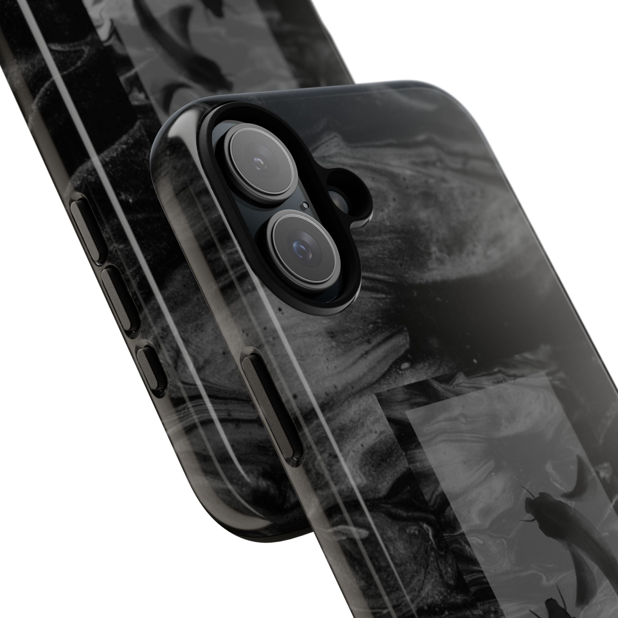 Koi Yin-Yang Marble Phone Case – Black Smoky Art Protection