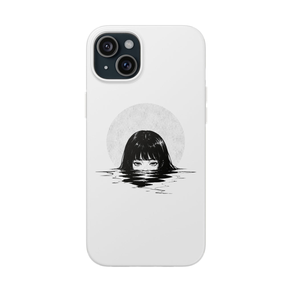 Minimalist Creepy Girl Moon Design