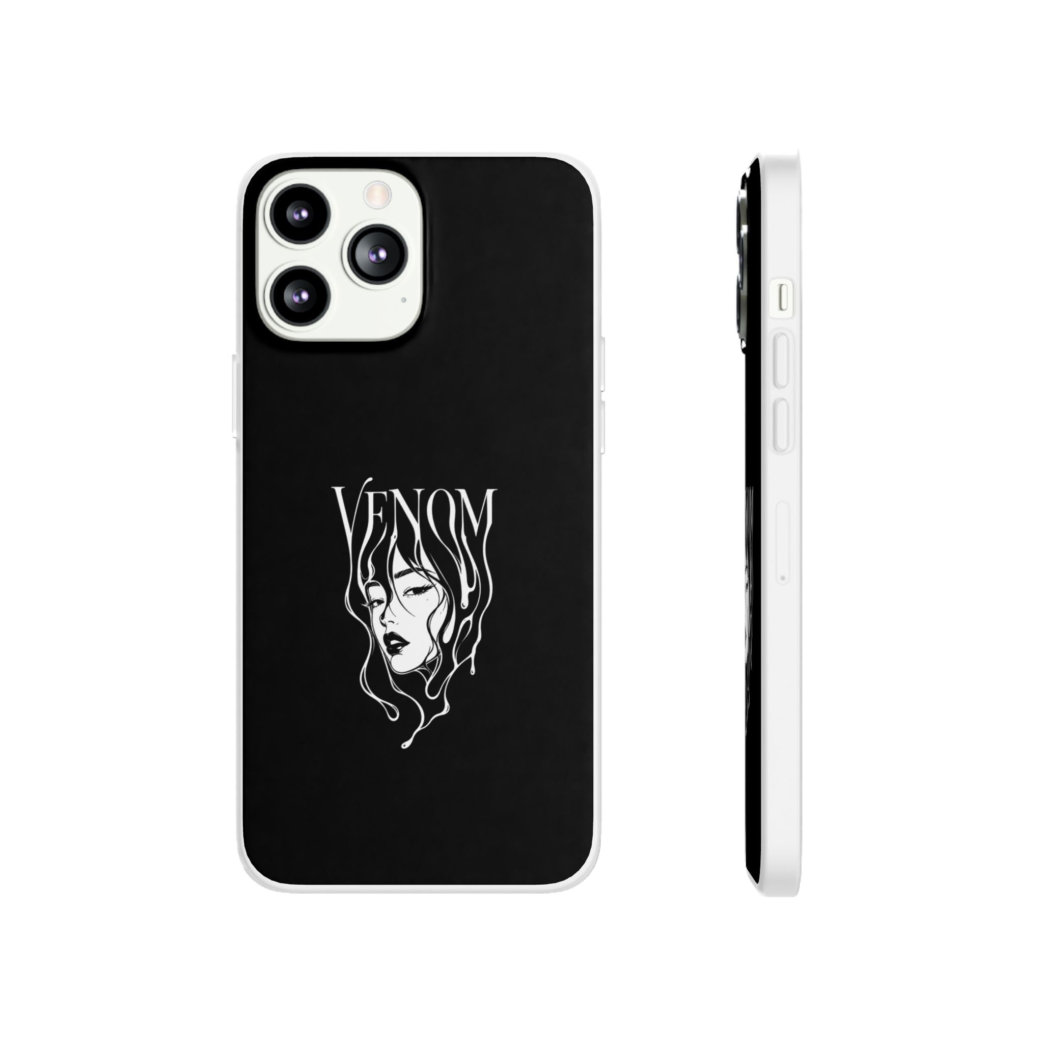 Venom Goth Phone Case — Black Protective Flexible Phone Case with Dark Femme Artwork