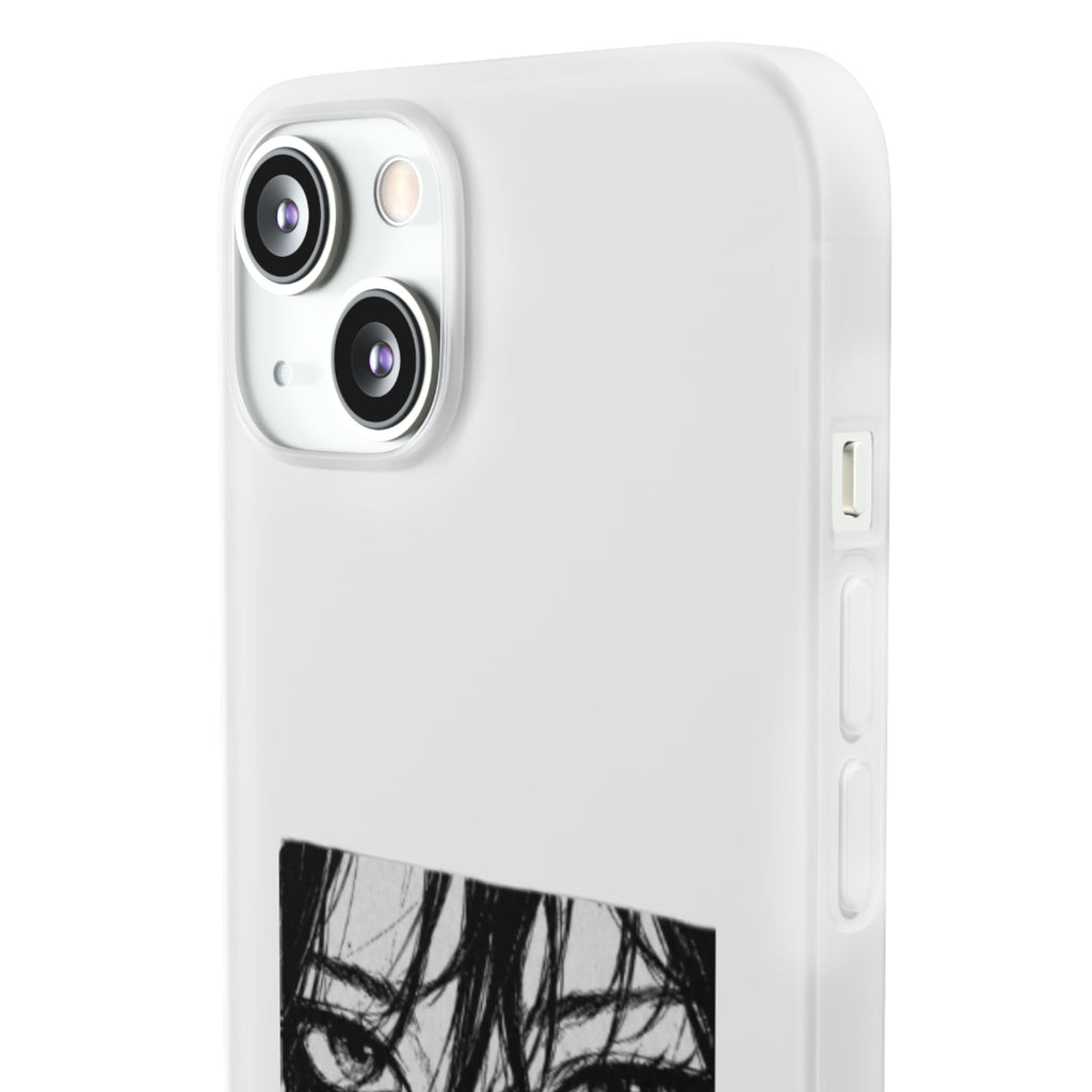 Anime Eyes Illustration Phone Case - Moody Black & White Flexi Case