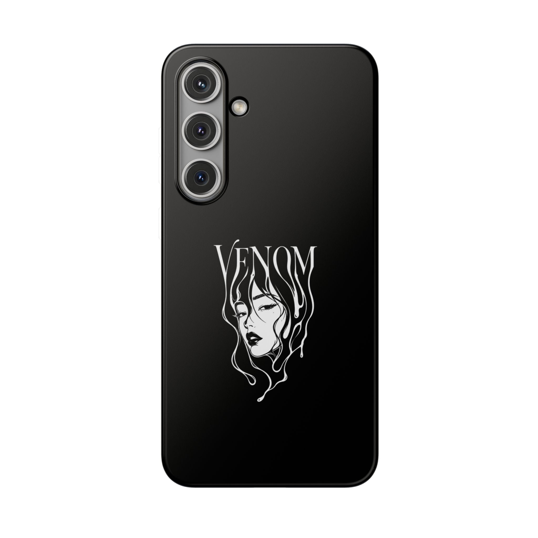 Venom Goth Phone Case — Black Protective Flexible Phone Case with Dark Femme Artwork