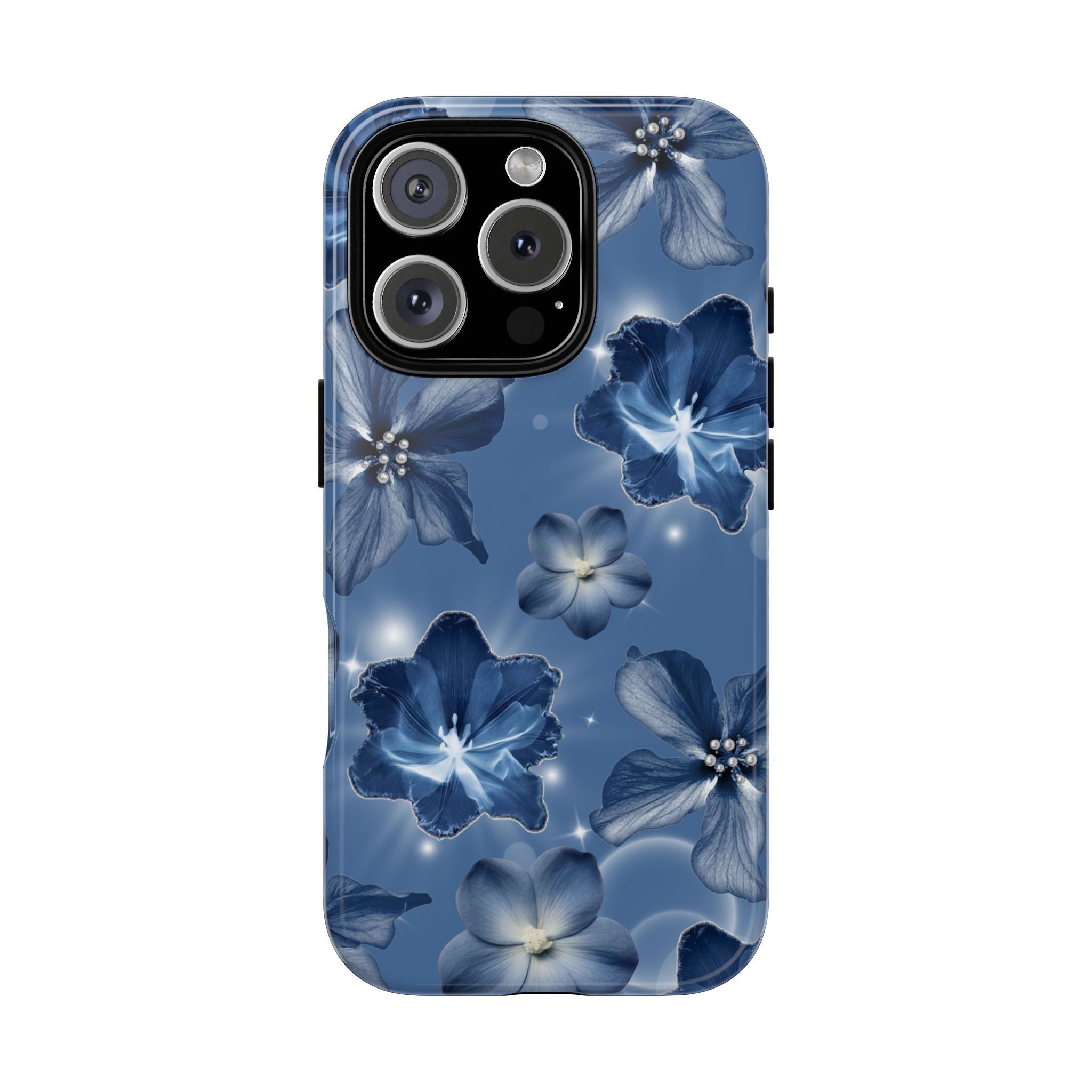 Blue Floral Tough Phone Case — Protective Blossom Design