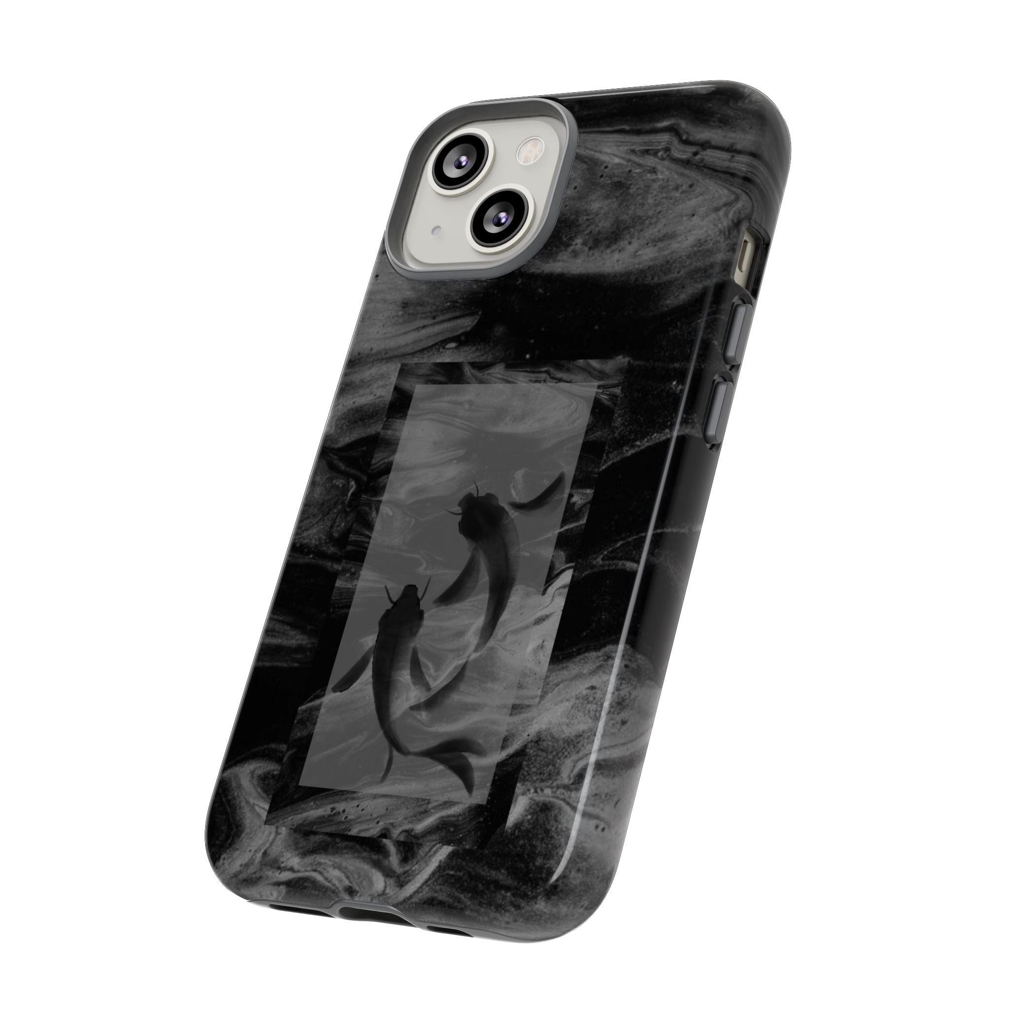 Koi Yin-Yang Marble Phone Case – Black Smoky Art Protection