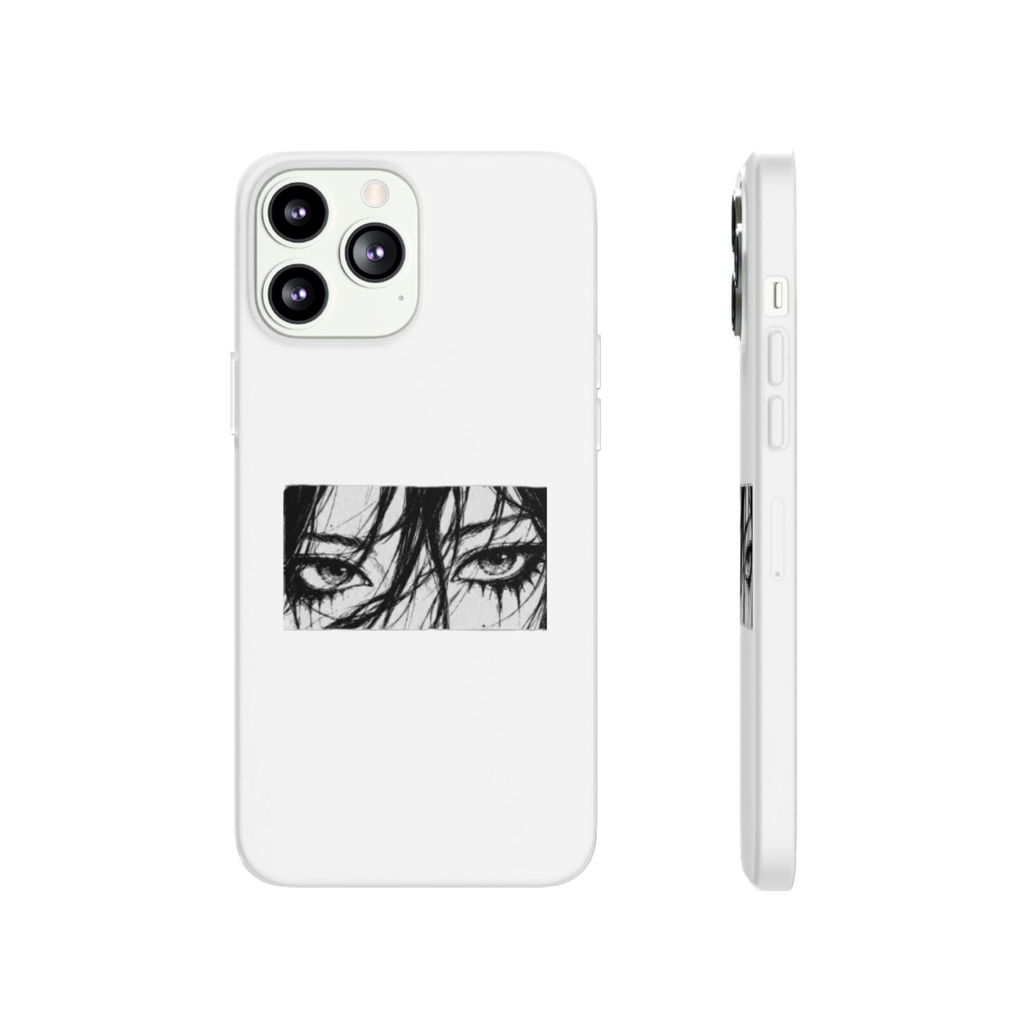 Anime Eyes Illustration Phone Case - Moody Black & White Flexi Case
