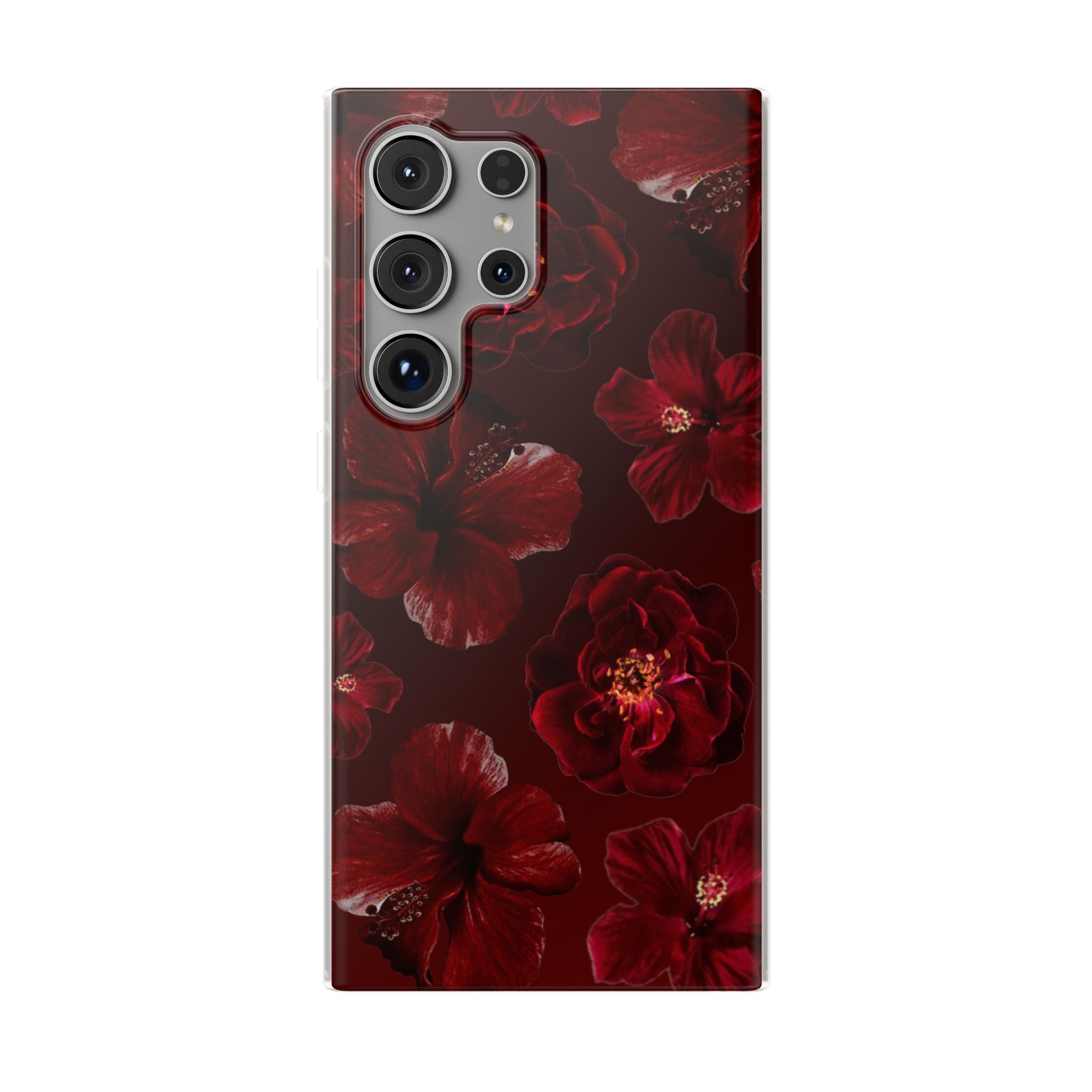 Red Floral Flexi Case — Dark Rose Phone Case