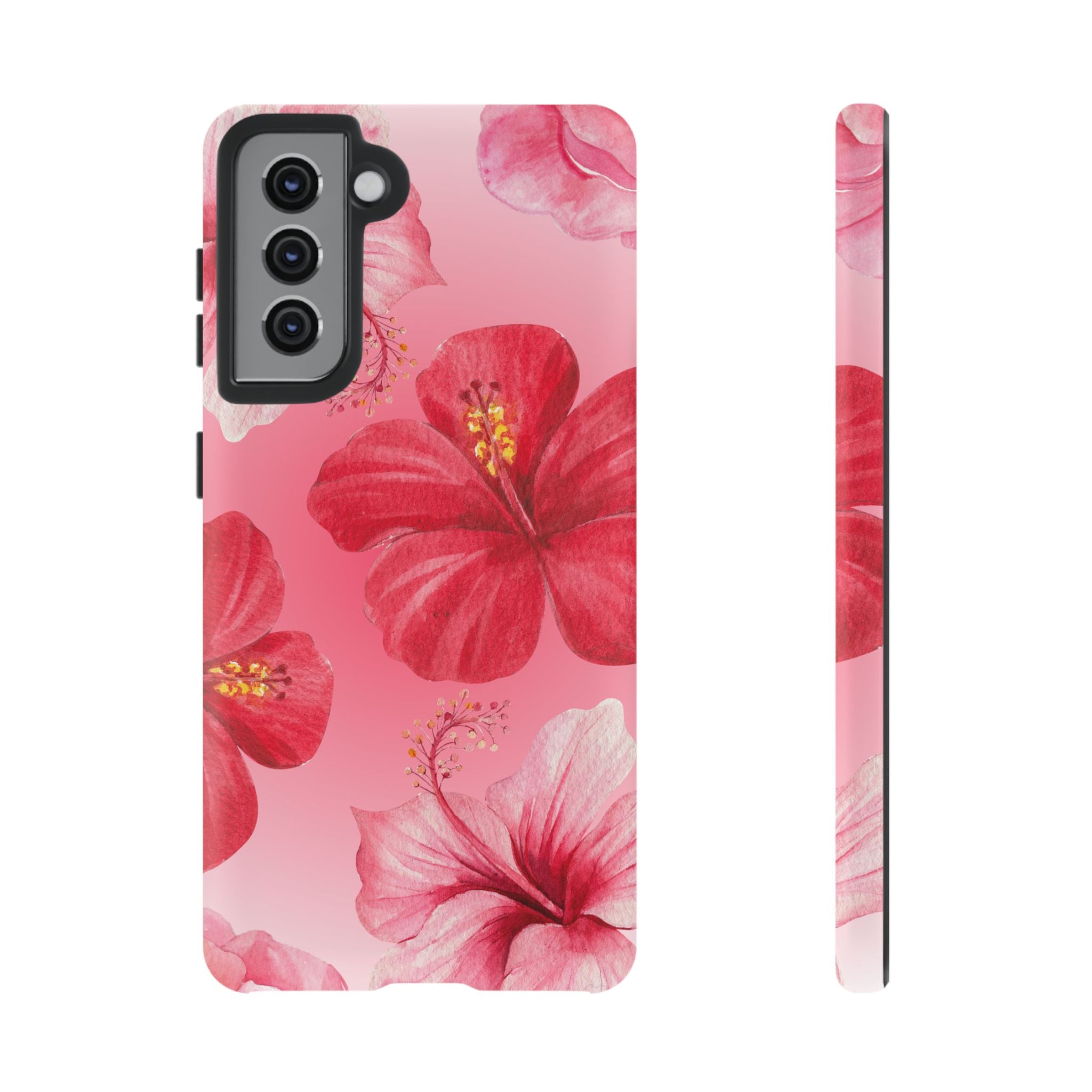 Hibiscus Pink Tough Phone Case — Floral Tropical Protective Cover