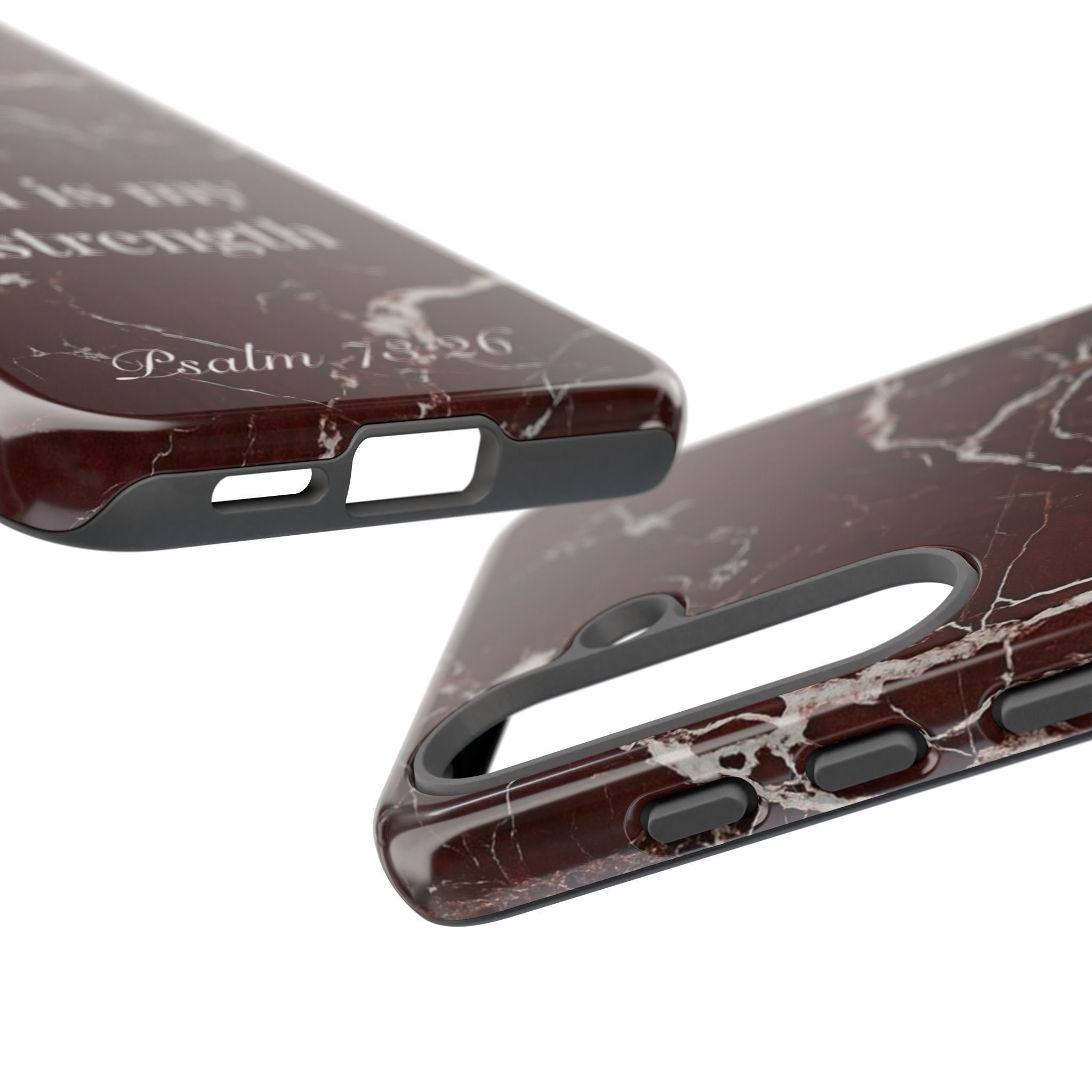 God Is My Strength — Psalm 73:26 Christian Tough Phone Case | Marble Faith Cover