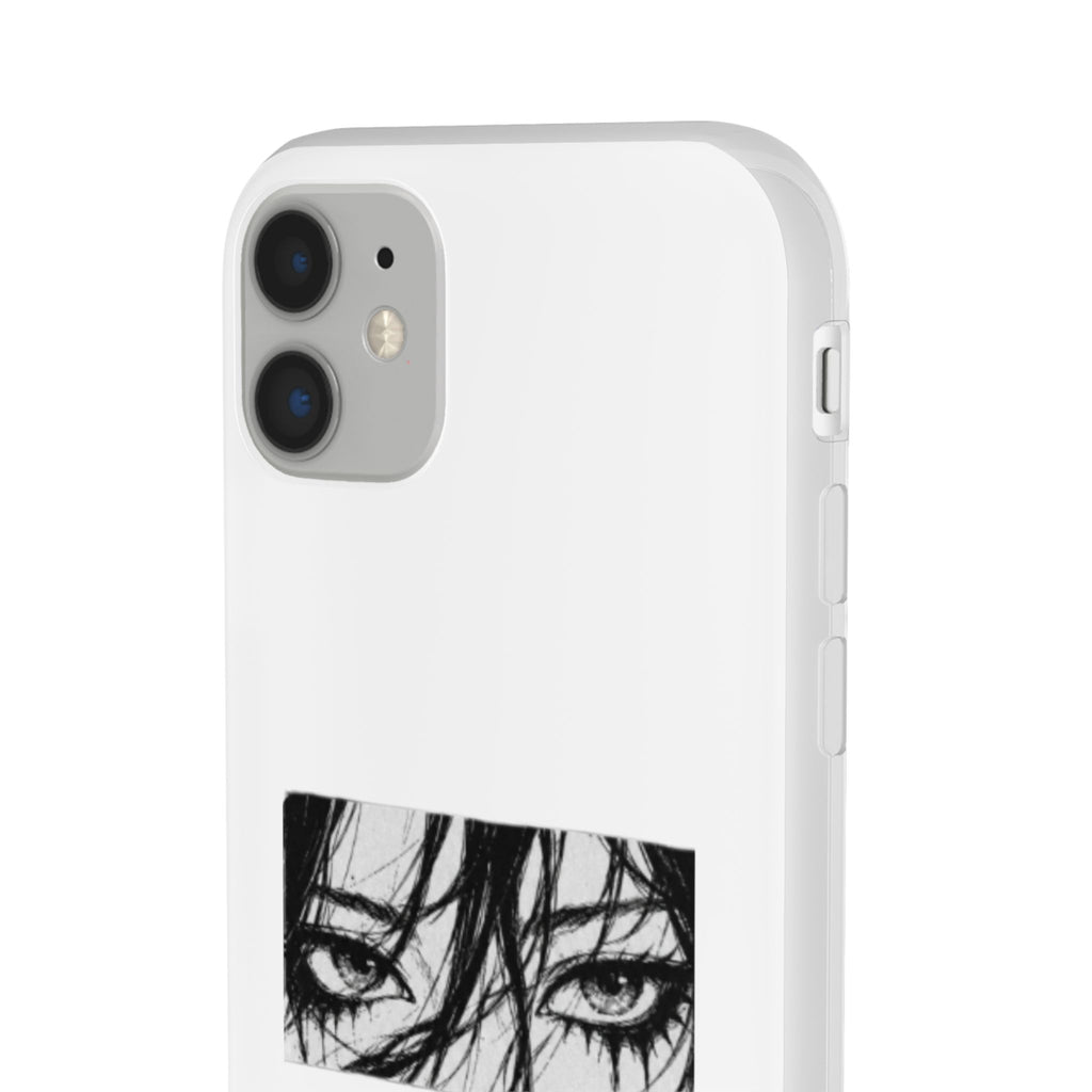 Anime Eyes Illustration Phone Case - Moody Black & White Flexi Case