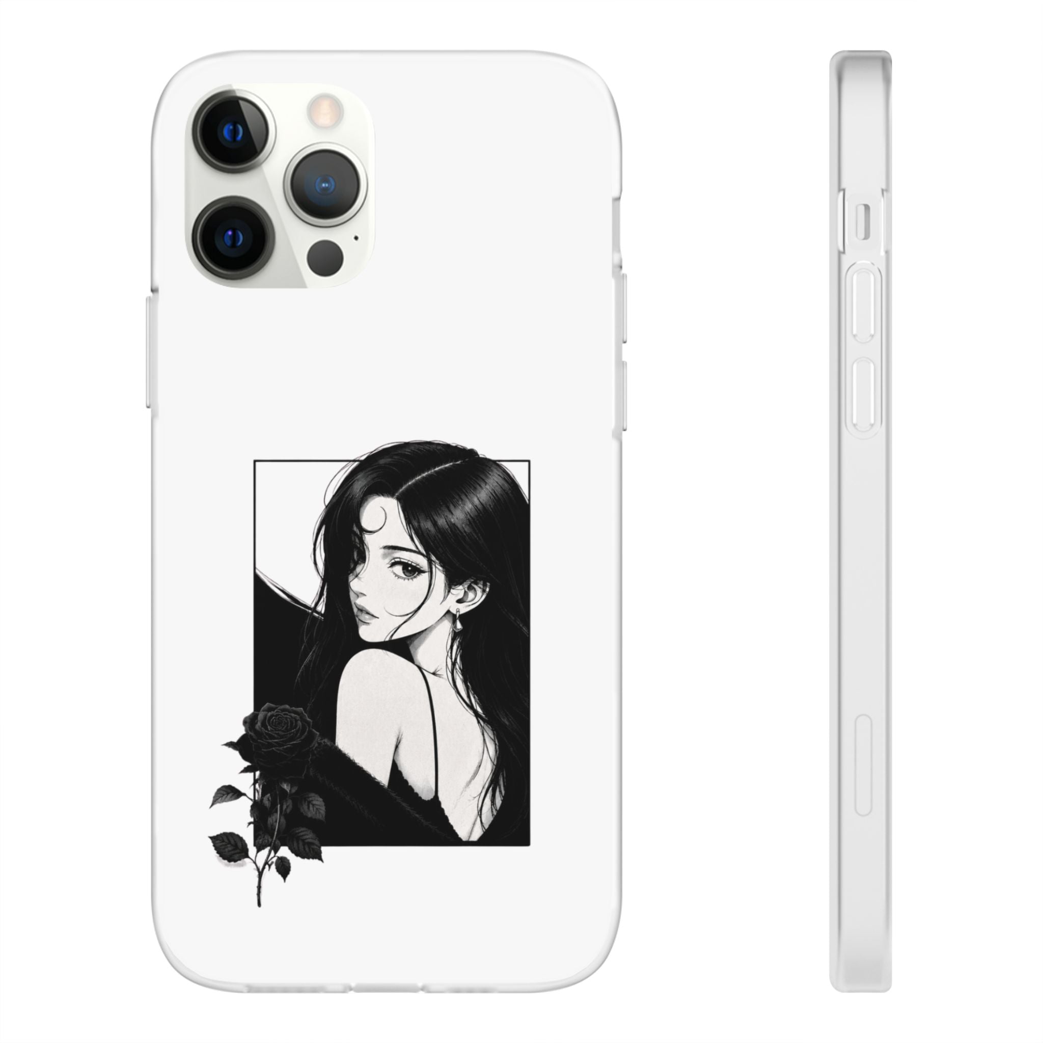 Anime Girl Noir Black Rose Illustration Flexi Case