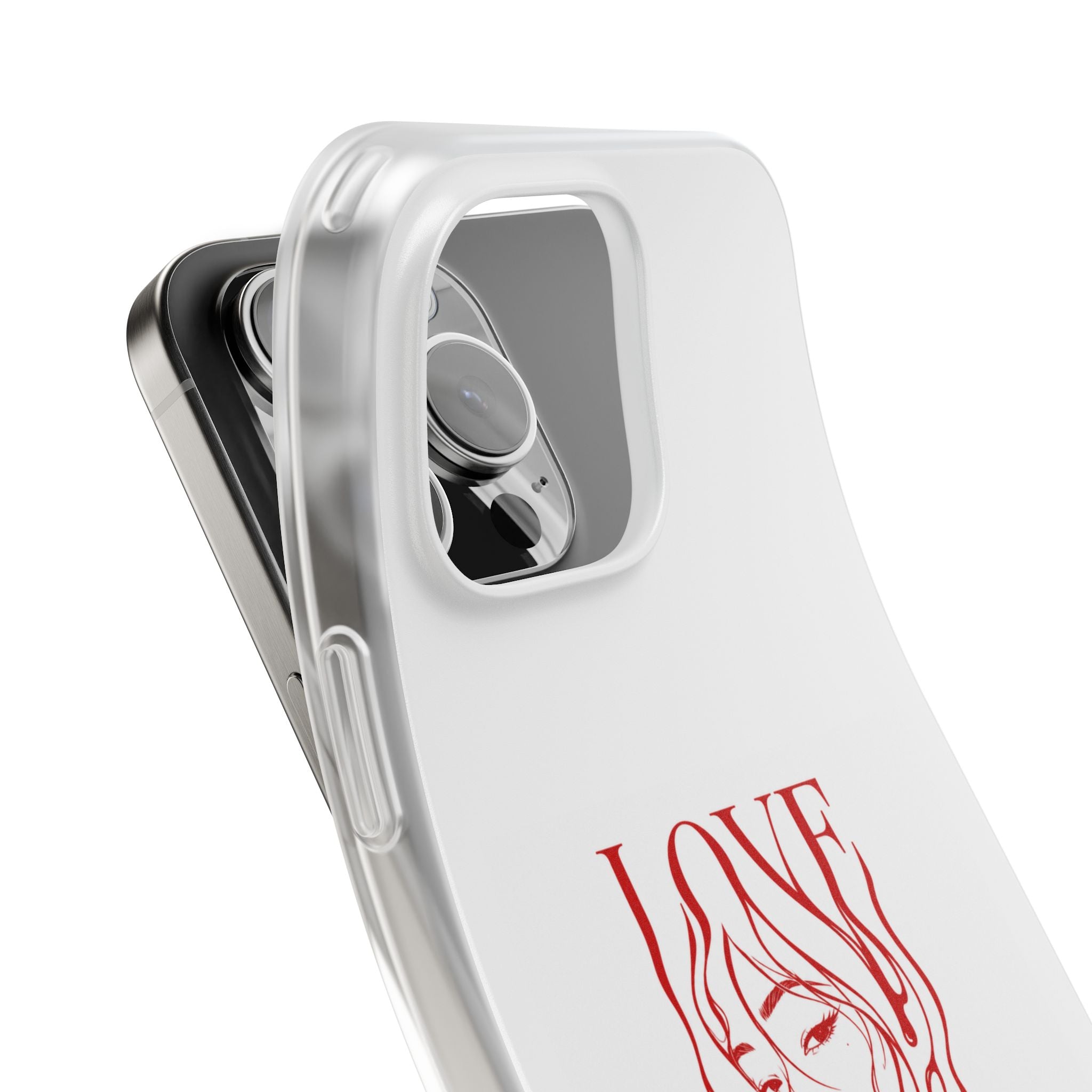 Red Line Art 'LOVE'  Face Design - Flexi Case