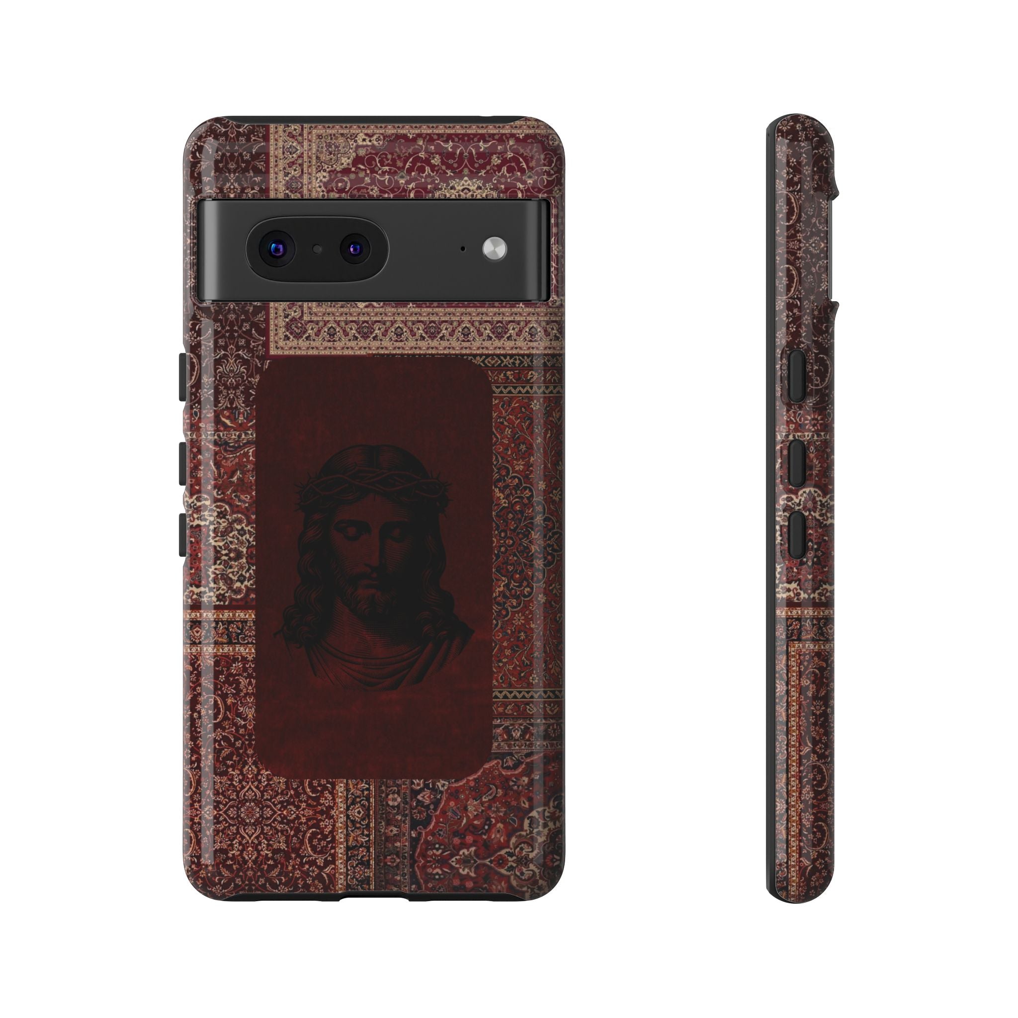 Religious Vintage Rug Phone Case — Jesus Portrait Tough Case