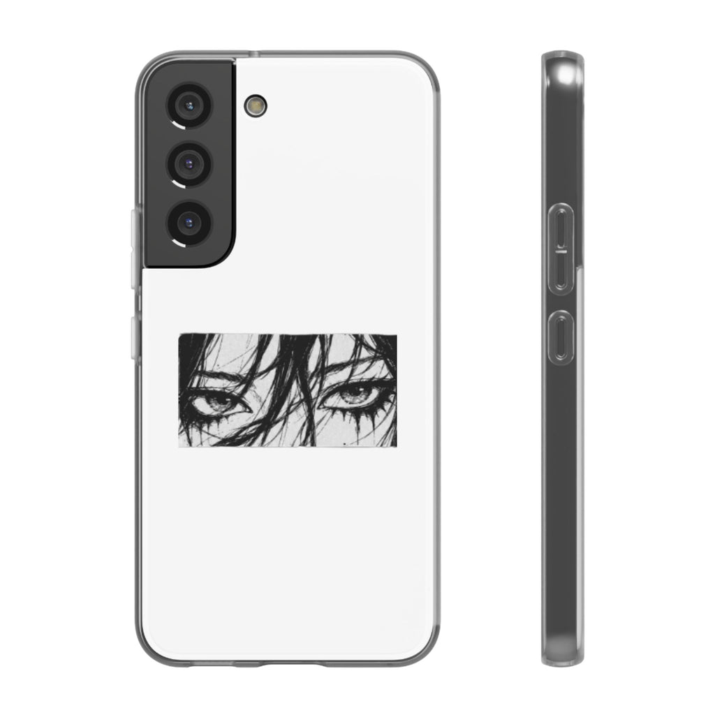 Anime Eyes Illustration Phone Case - Moody Black & White Flexi Case
