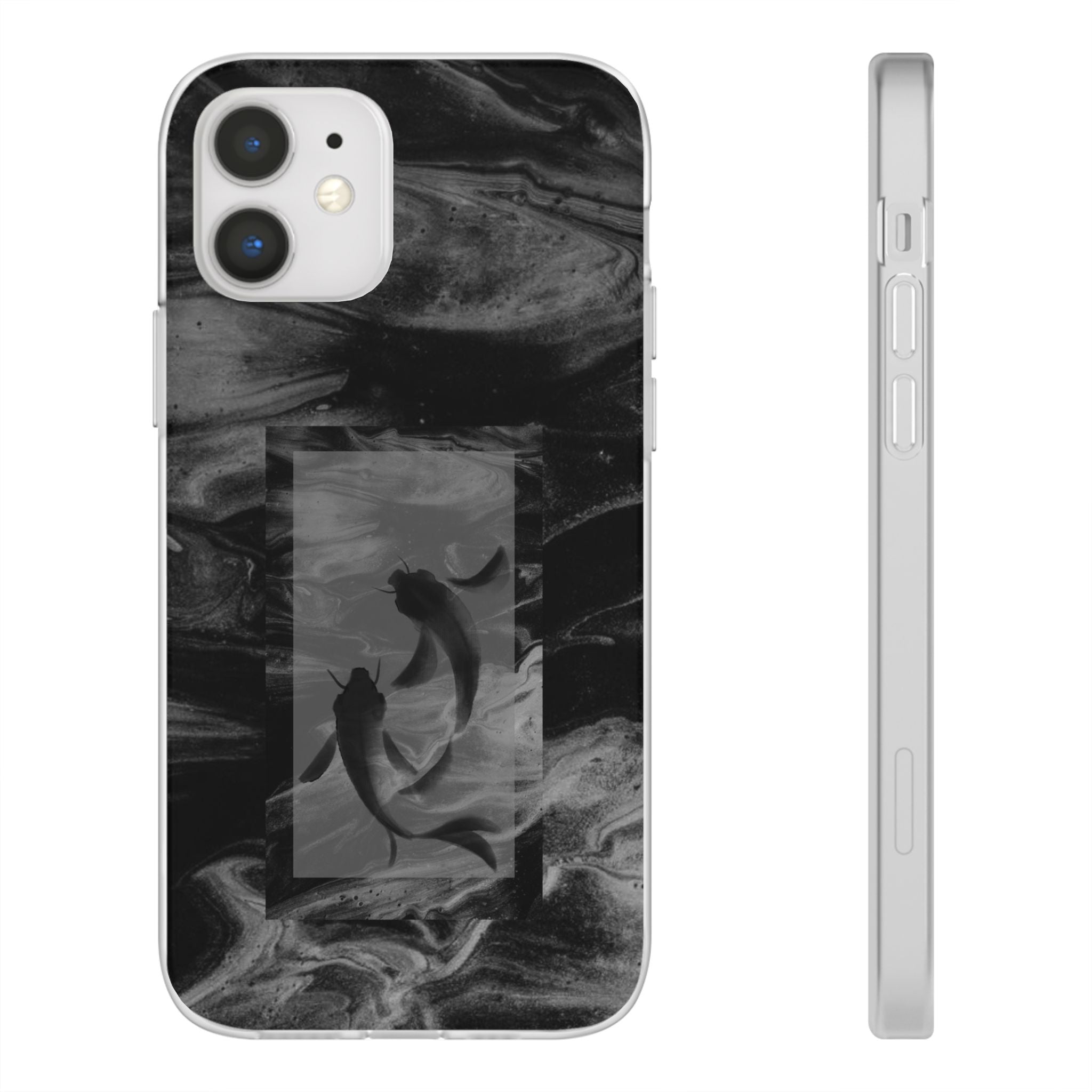 Black Koi Phone Case — Minimalist Monochrome Fish Design