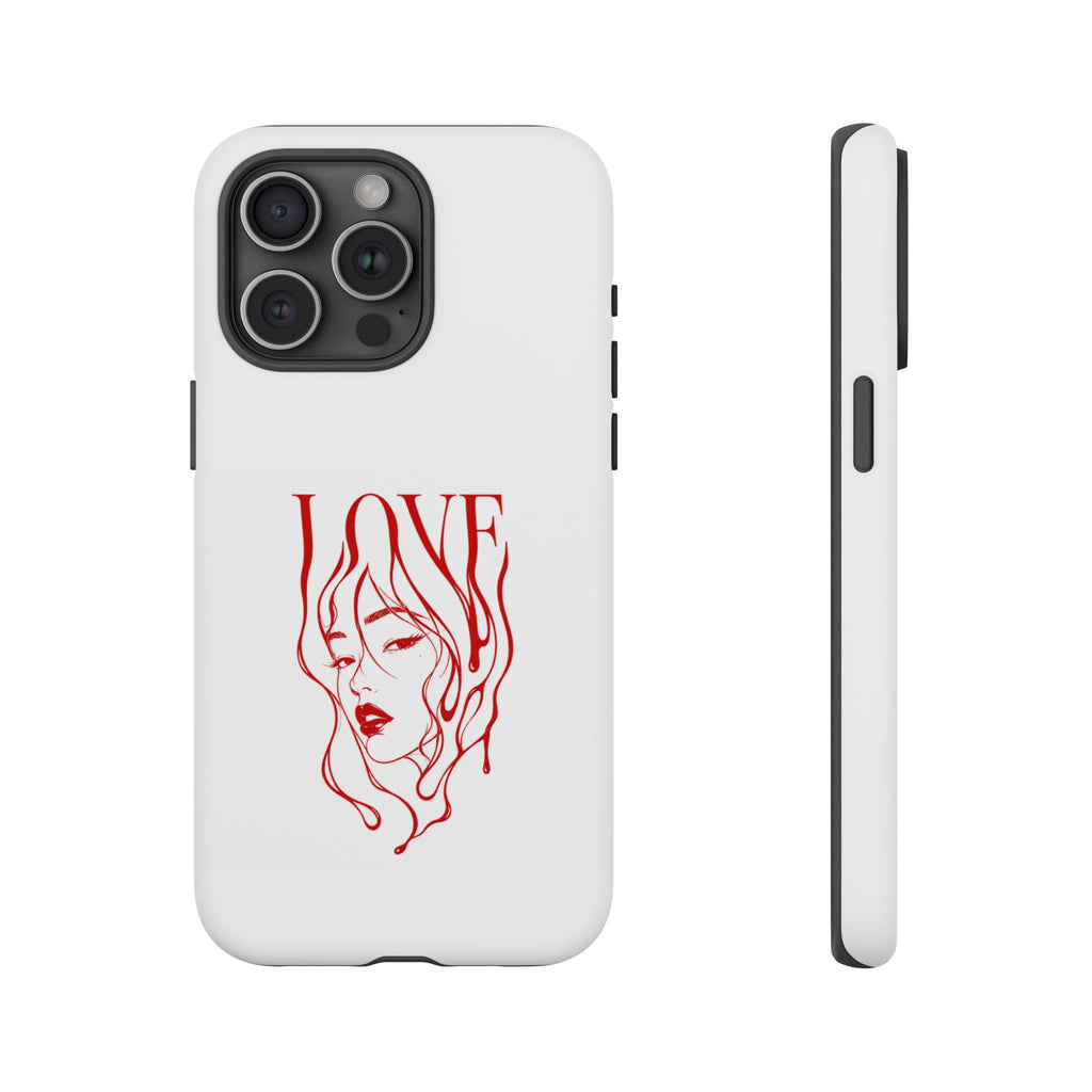Red Line Art 'Love' Face Design - Tough Case