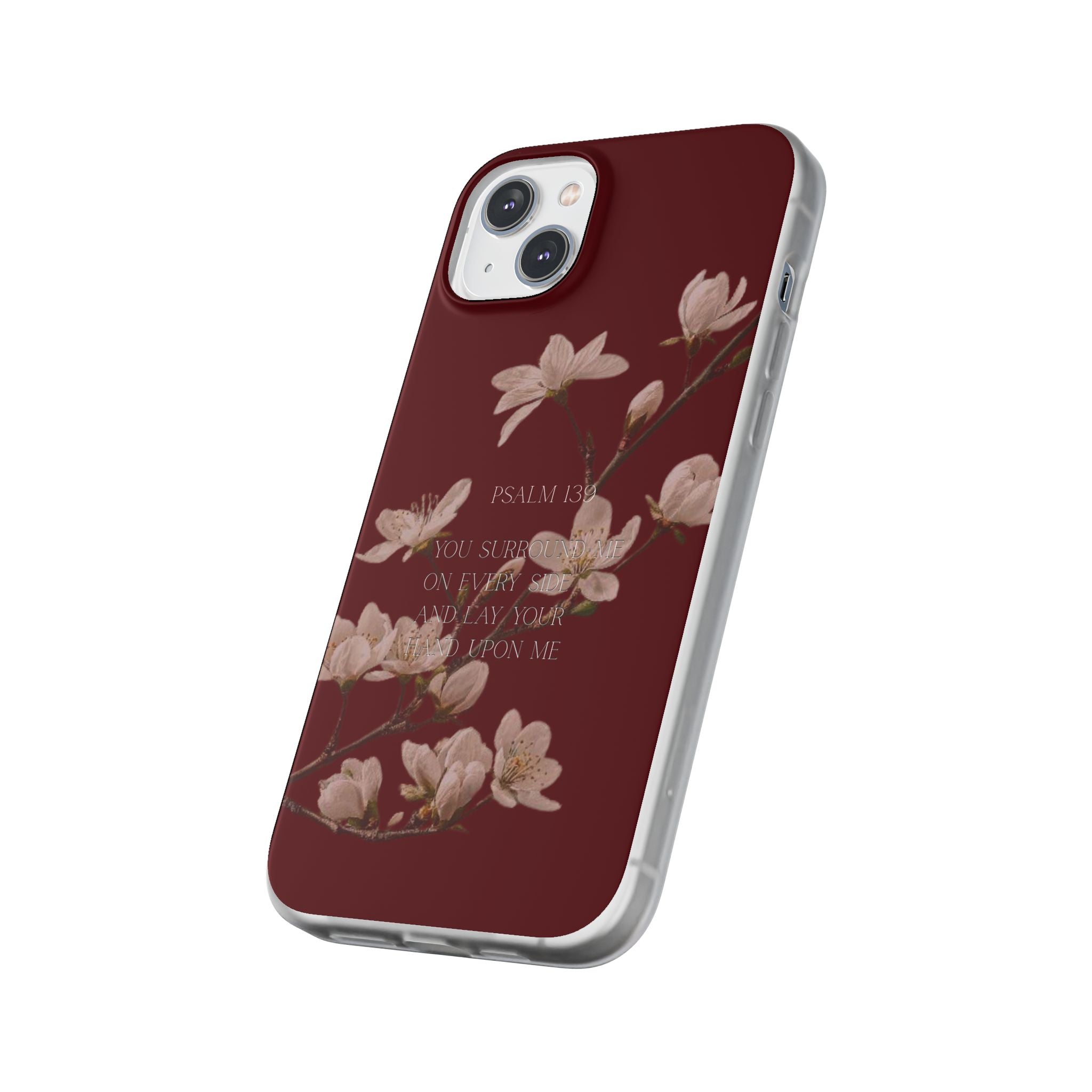 Floral Psalm Phone Case — Psalm 139 Scripture Cherry Blossom iPhone Cover