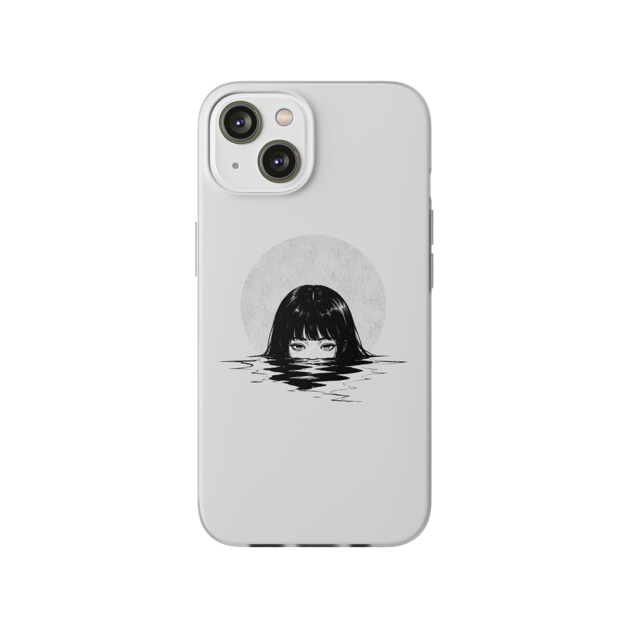 Minimalist Creepy Girl Moon Design