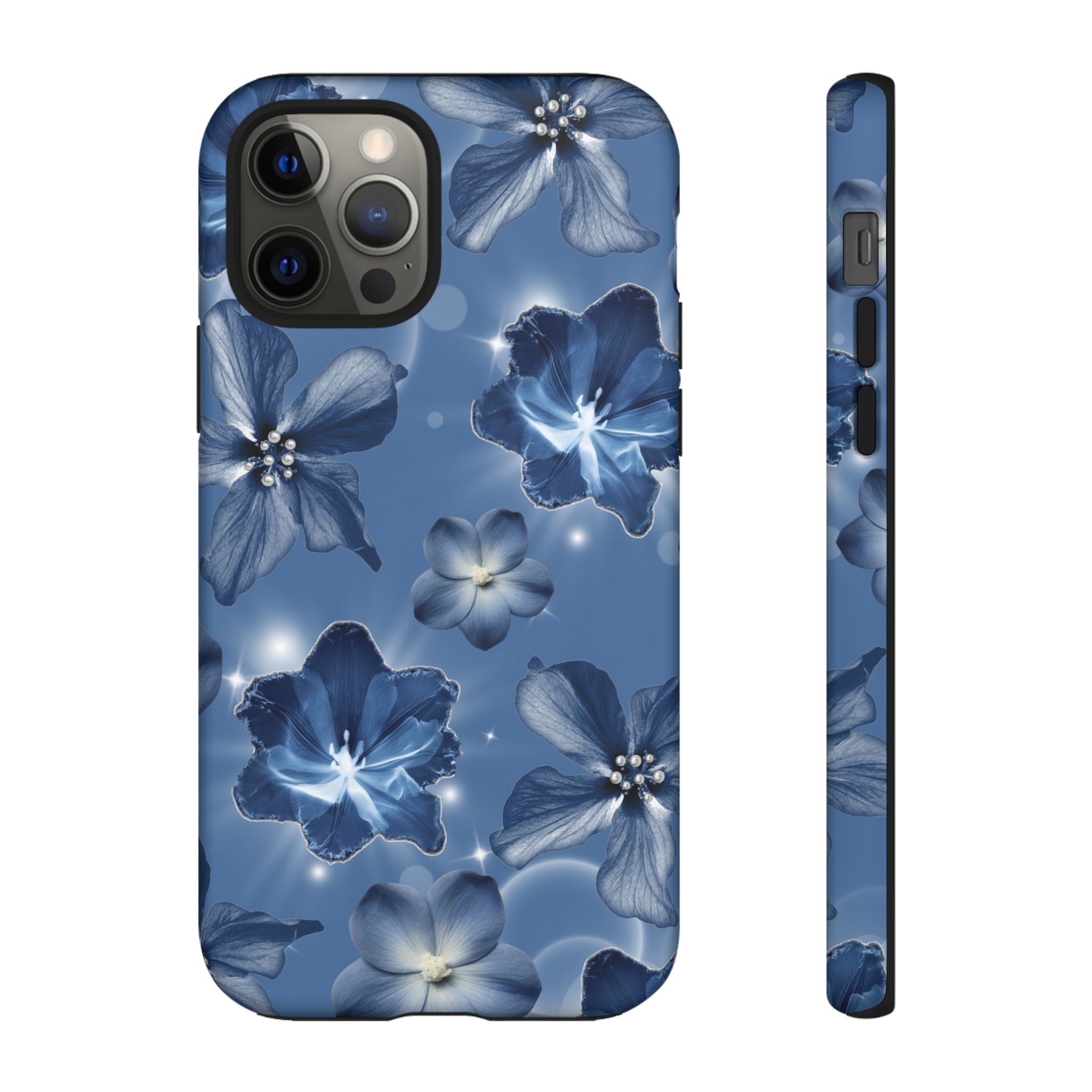 Blue Floral Tough Phone Case — Protective Blossom Design