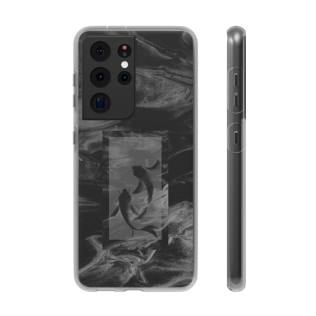 Black Koi Phone Case — Minimalist Monochrome Fish Design