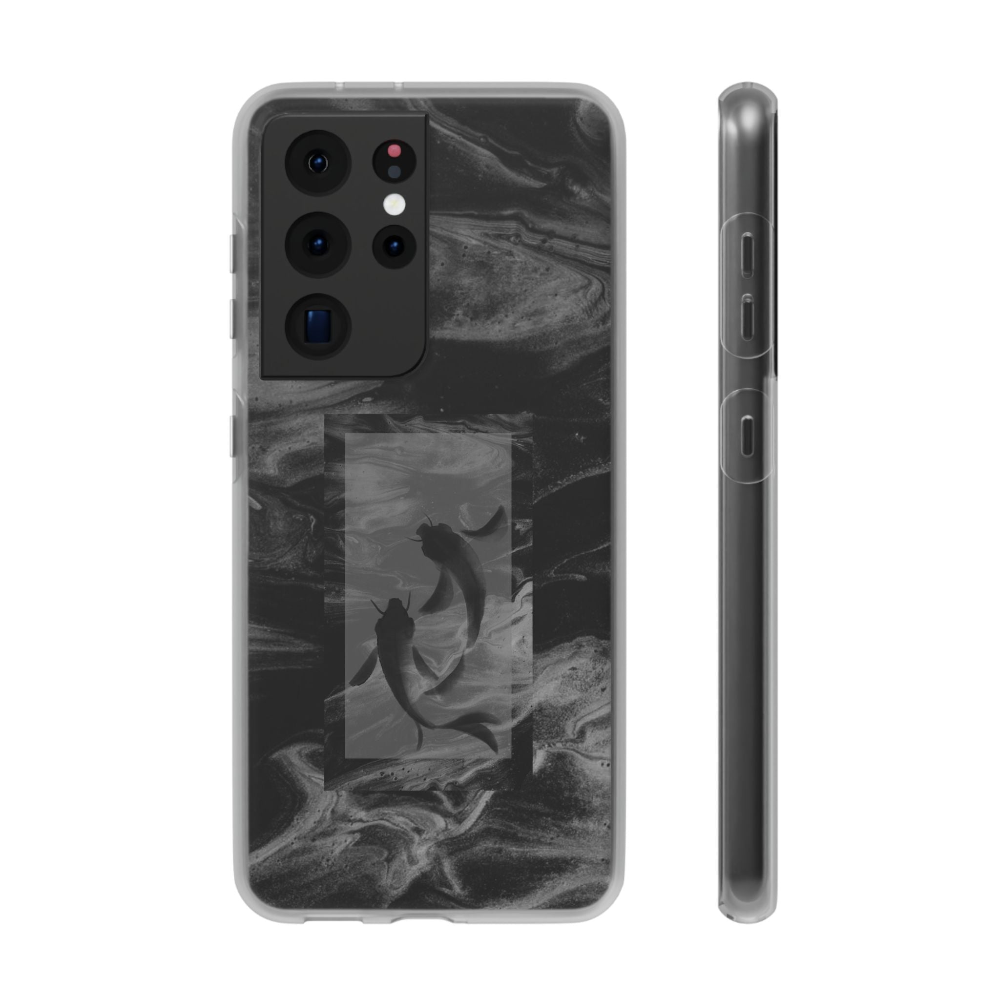 Black Koi Phone Case — Minimalist Monochrome Fish Design