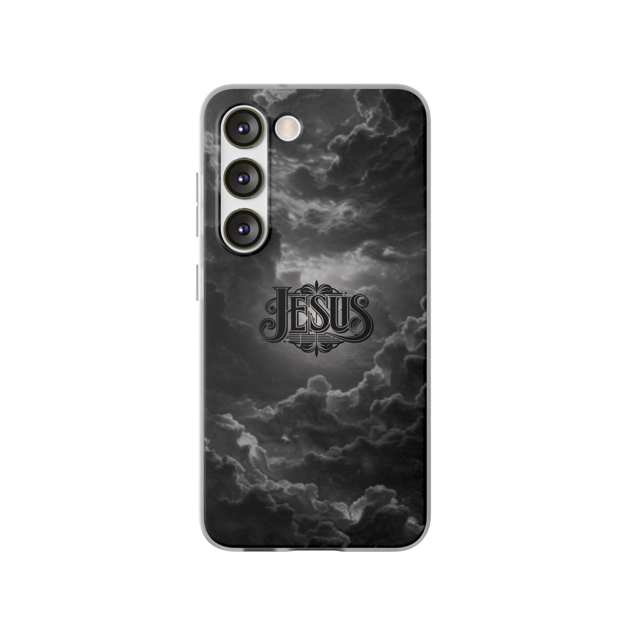 Jesus Cloud Phone Case — Faith-Inspired Flexi Case with 'Jesus' Script