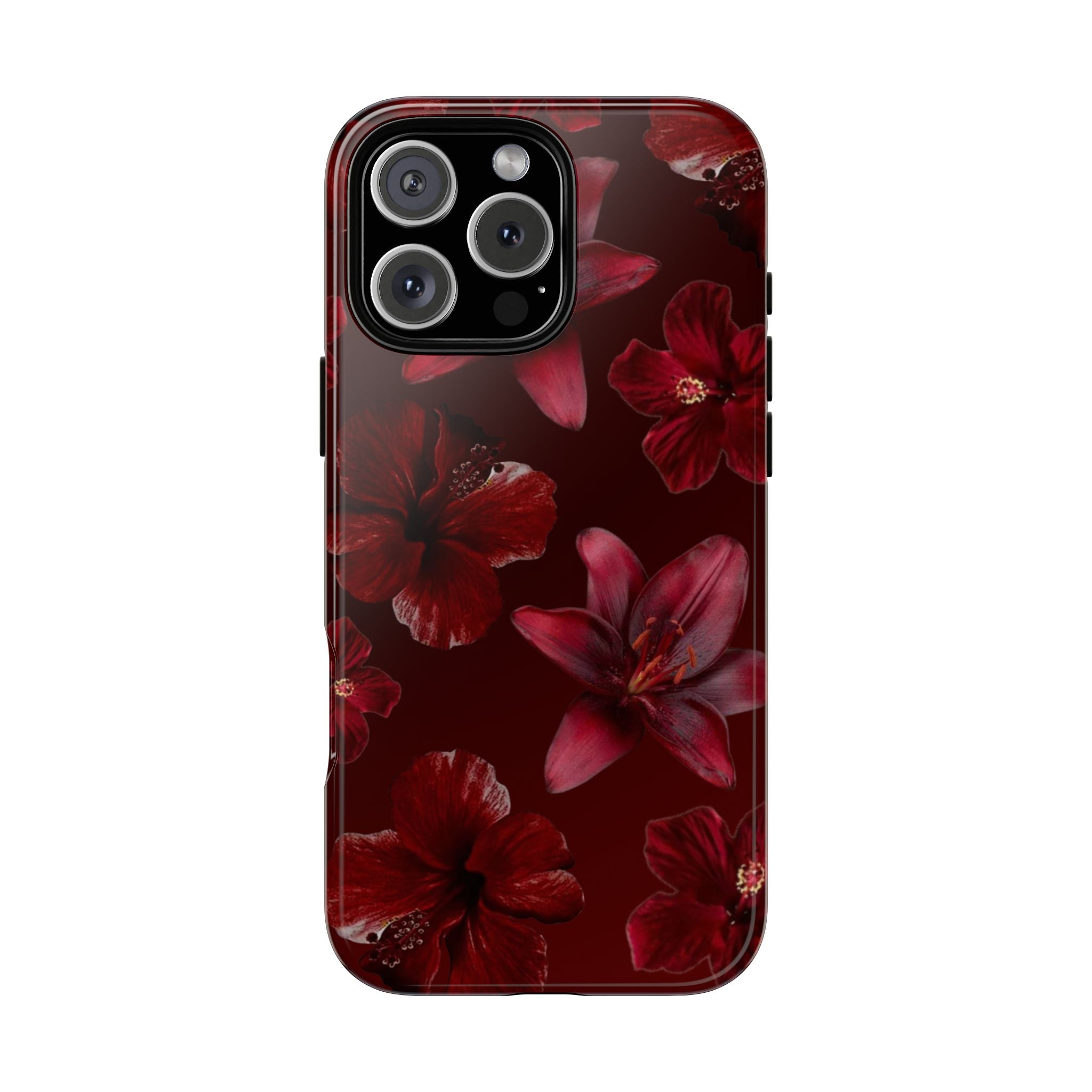 Tough Cases - Dark Red Floral Phone Case
